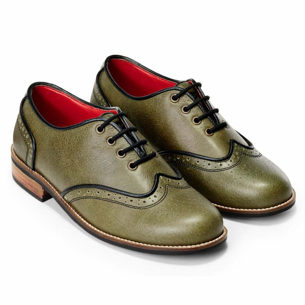 Banjaaran India Core Brogues Women – Olive