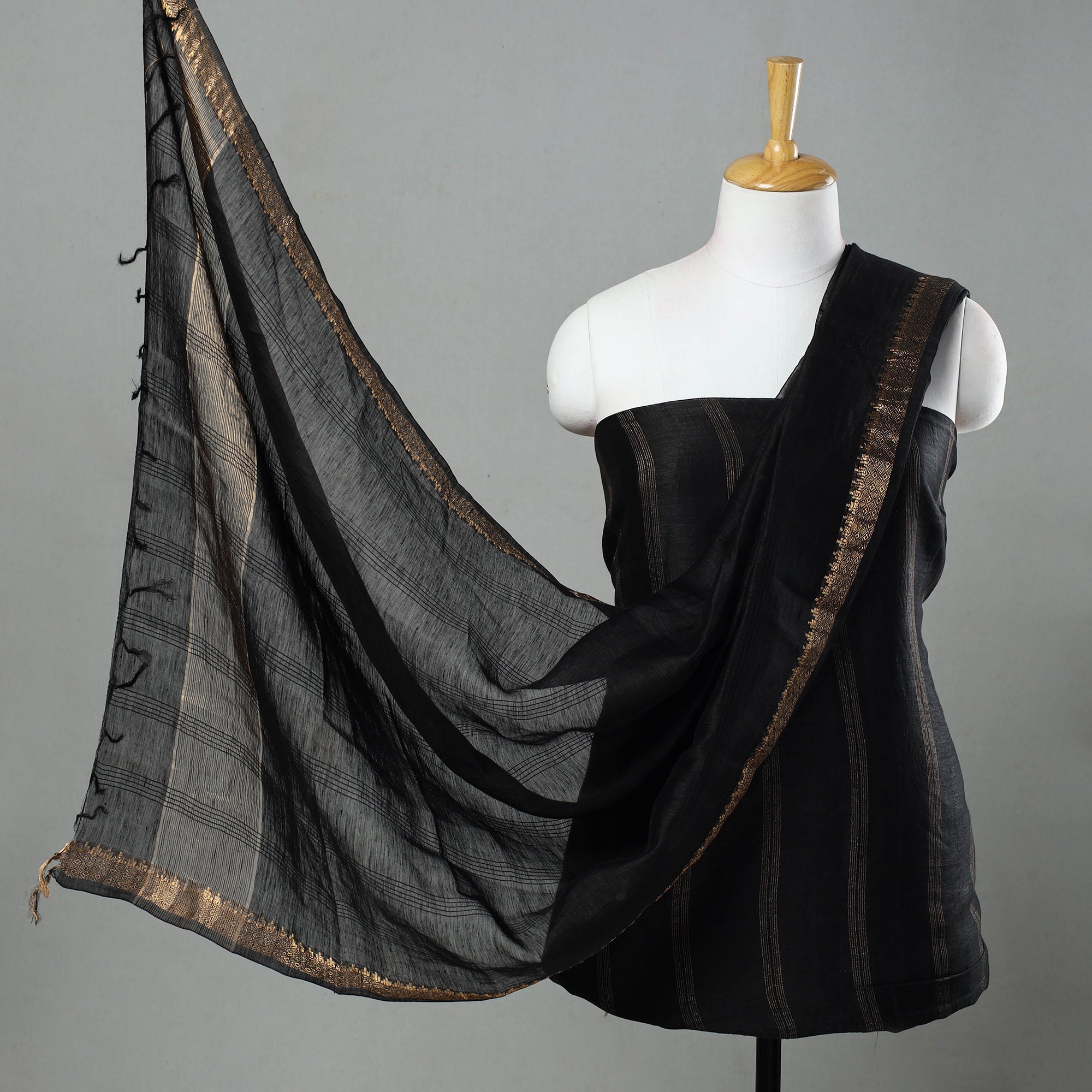 HAVELI CHRONICLES 3pc Linen Silk Handloom Plain Dress Material 02