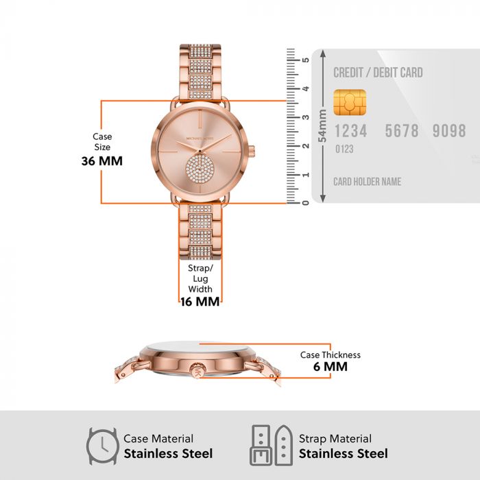 Michael Kors Portia Rose Gold Dial Women 36mm - view 3