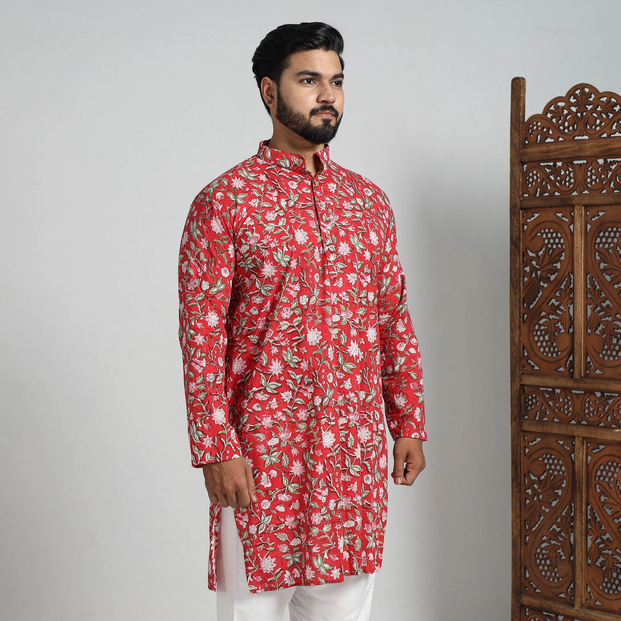 ITOKRI CASUALS Block Print Cotton Sanganeri Kurta for Men (Long) 12 - view 5