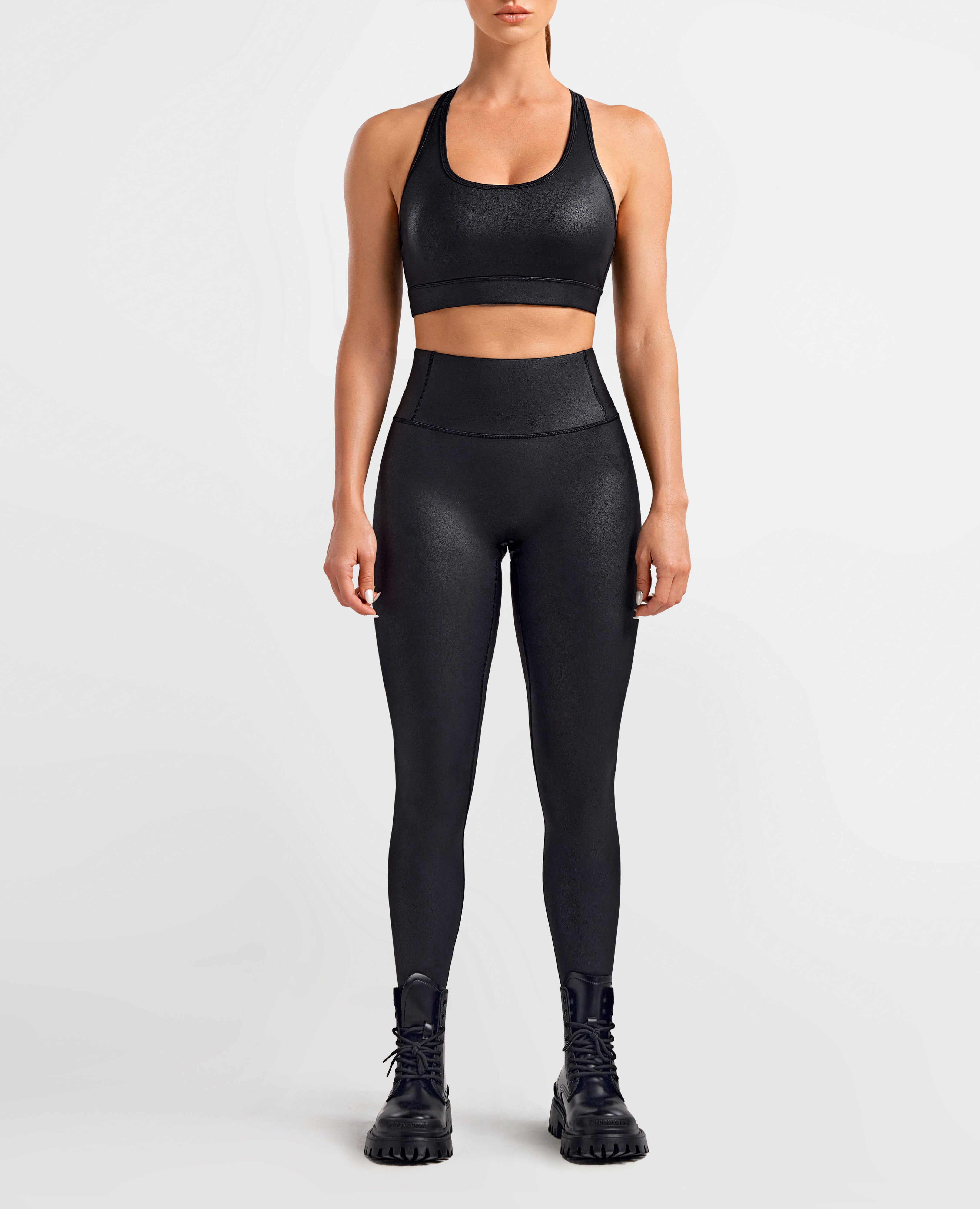 FIRM ABS Faux Leather Cargo Power Leggings - Black - view 10