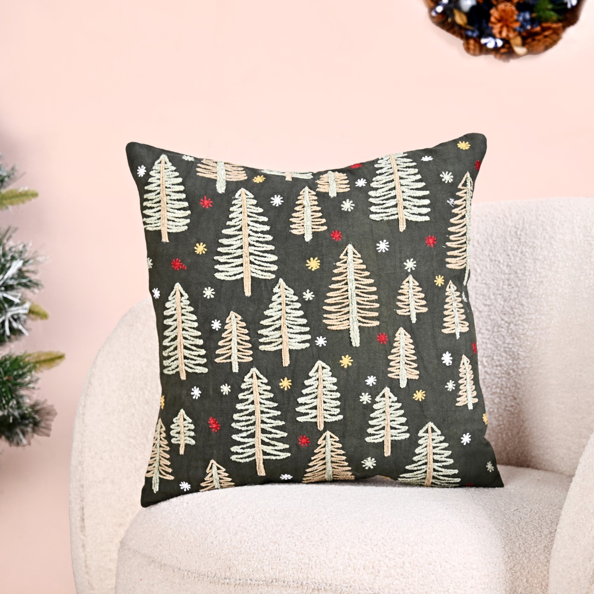 Nestasia Pine Trees Under The Night Sky Sofa Cushion Cover 40x40cm