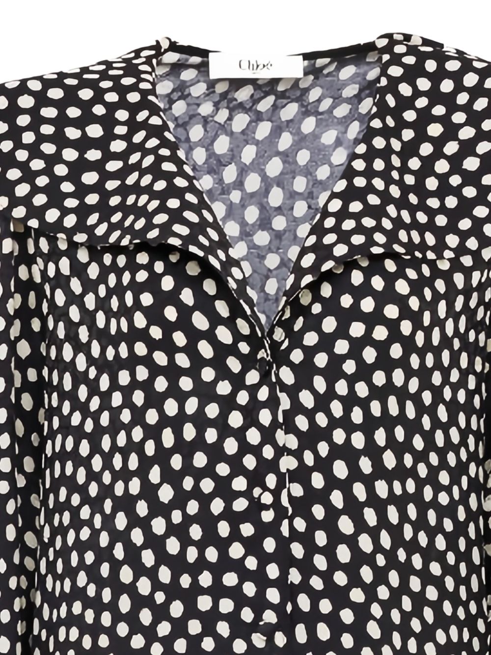 Chloé Chloe V-neck long sleeves Dotted silk dress - view 2
