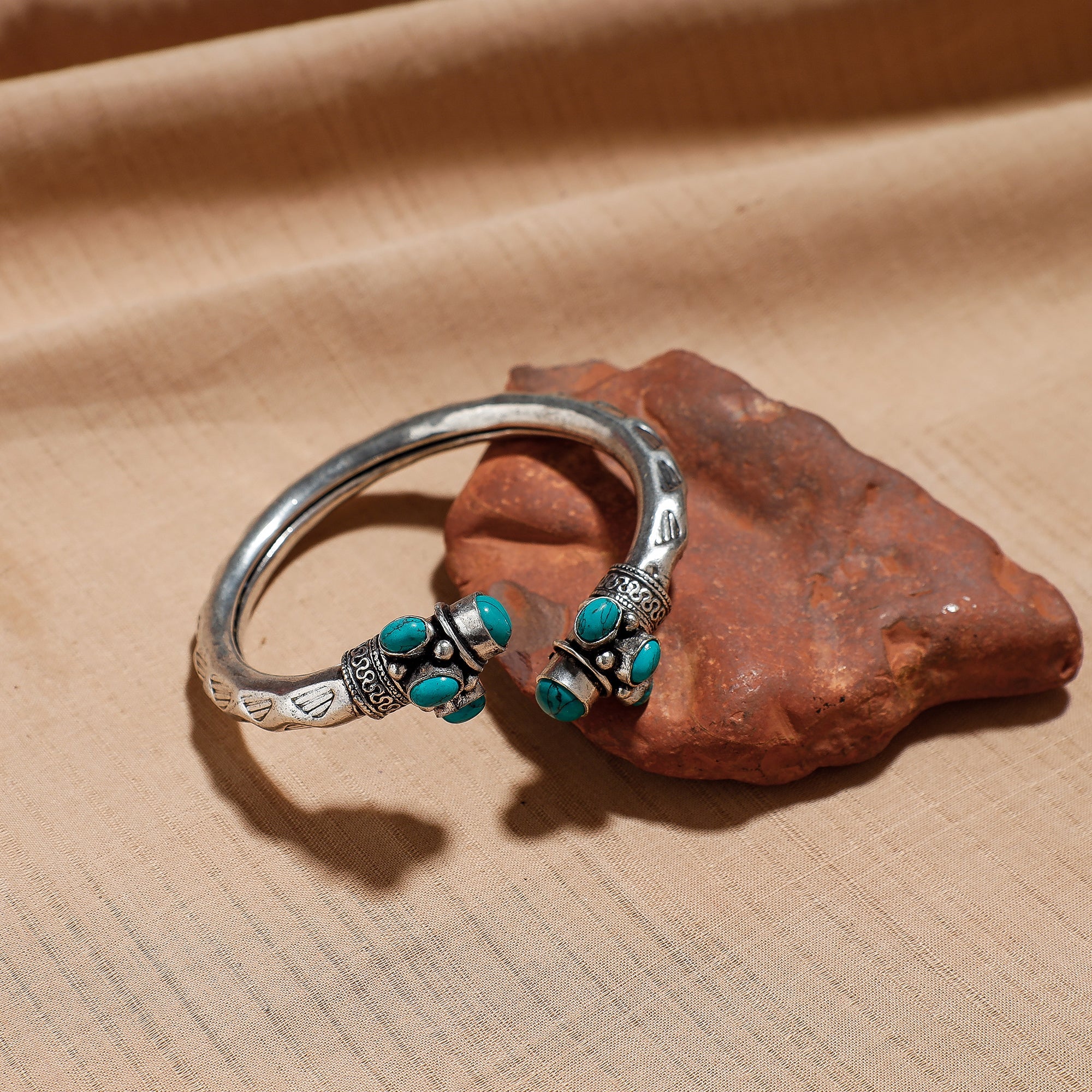 Silver kada bracelet – WHITE RIVER STORIES Antique Finish Oxidised German Silver Kada / Bracelet