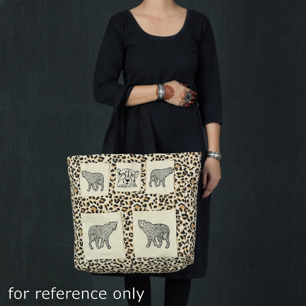 DASTKAR RANTHAMBORE Beige - Hand Block Print Cotton Shoulder Bag - view 3