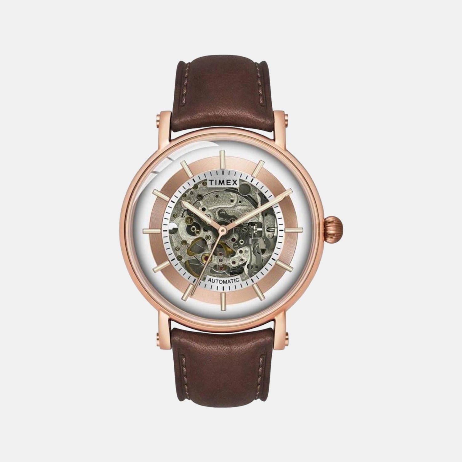 Timex E Class Men Automatic Silver Dial Analog Leather Watch TWEG16715