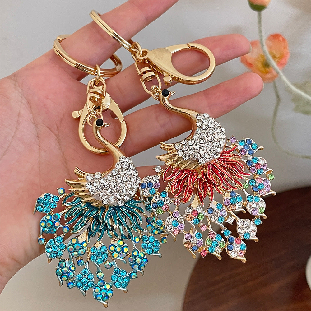 Peeperly Glistening Crystal Gems Peacock Keychain - view 3