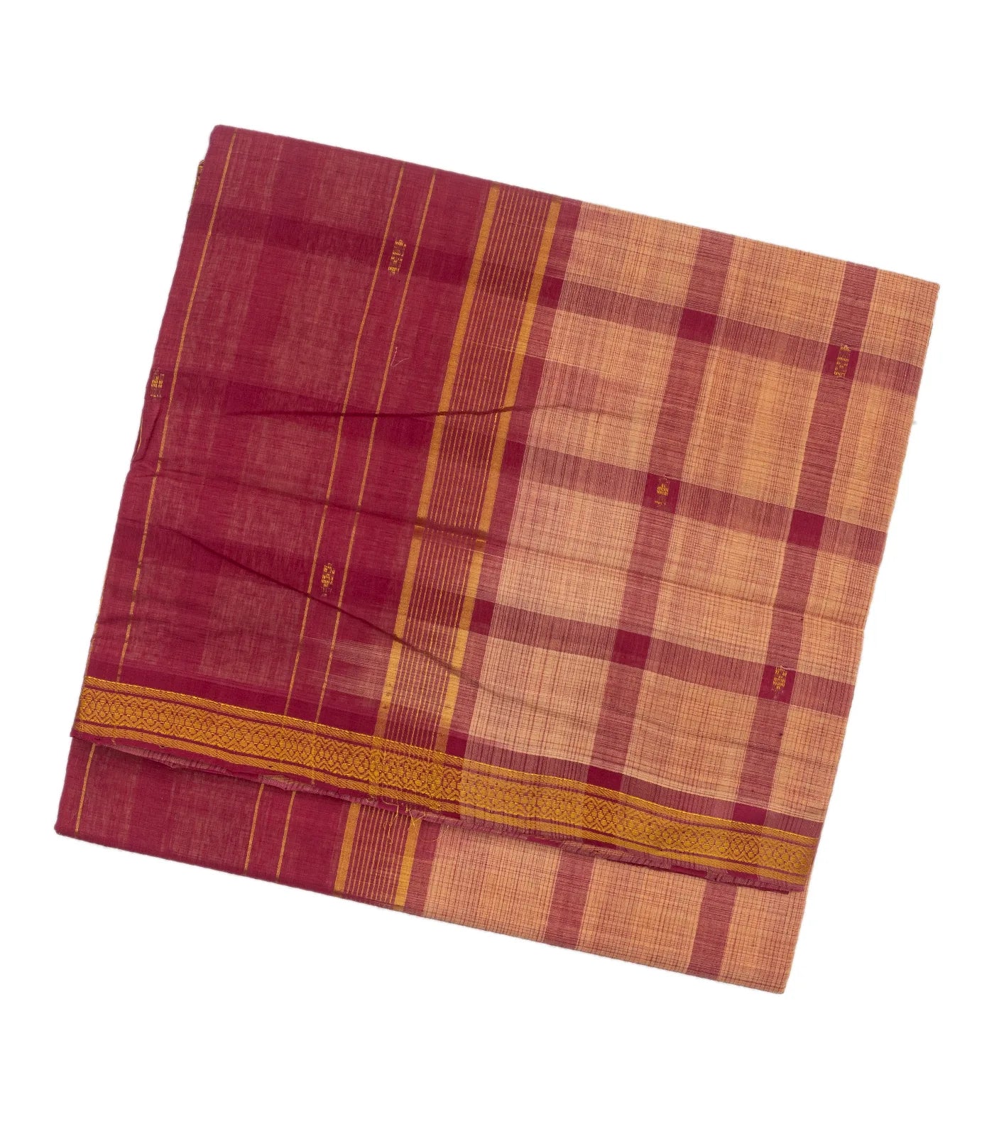 RmKV Dusty Pink Handloom Kadapa Cotton Saree With Checks