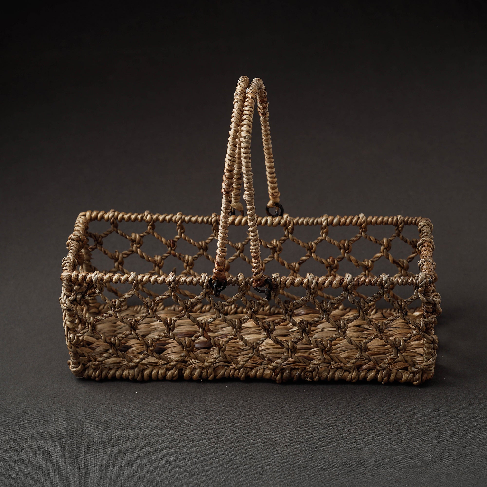 ASAMA Brown - Handcrafted Organic Water Hyacinth Plush Basket (12 x 4 in) - view 2