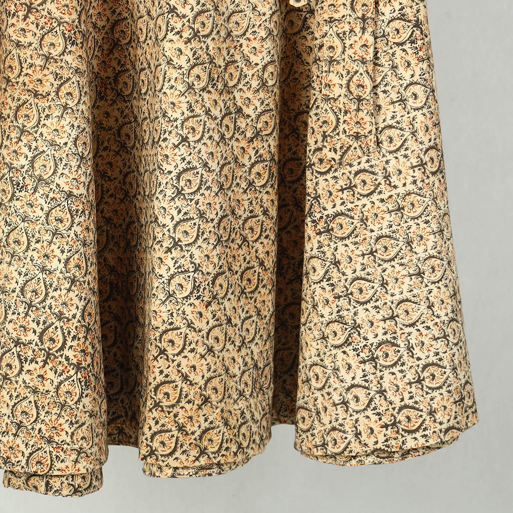 NOORI BAZAR Beige - Block Printed Cotton Wrap Around Kalamkari Skirt 11 - view 4