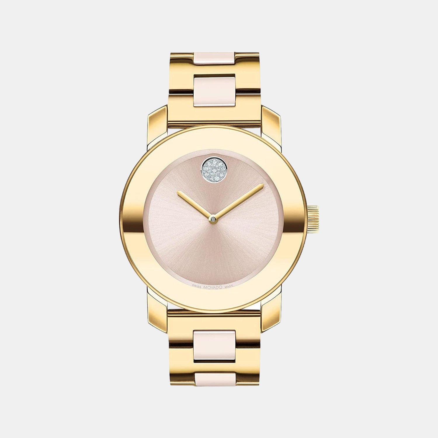 Movado Bold Women Quartz Pink Dial Analog Stainless Steel Watch 3600640