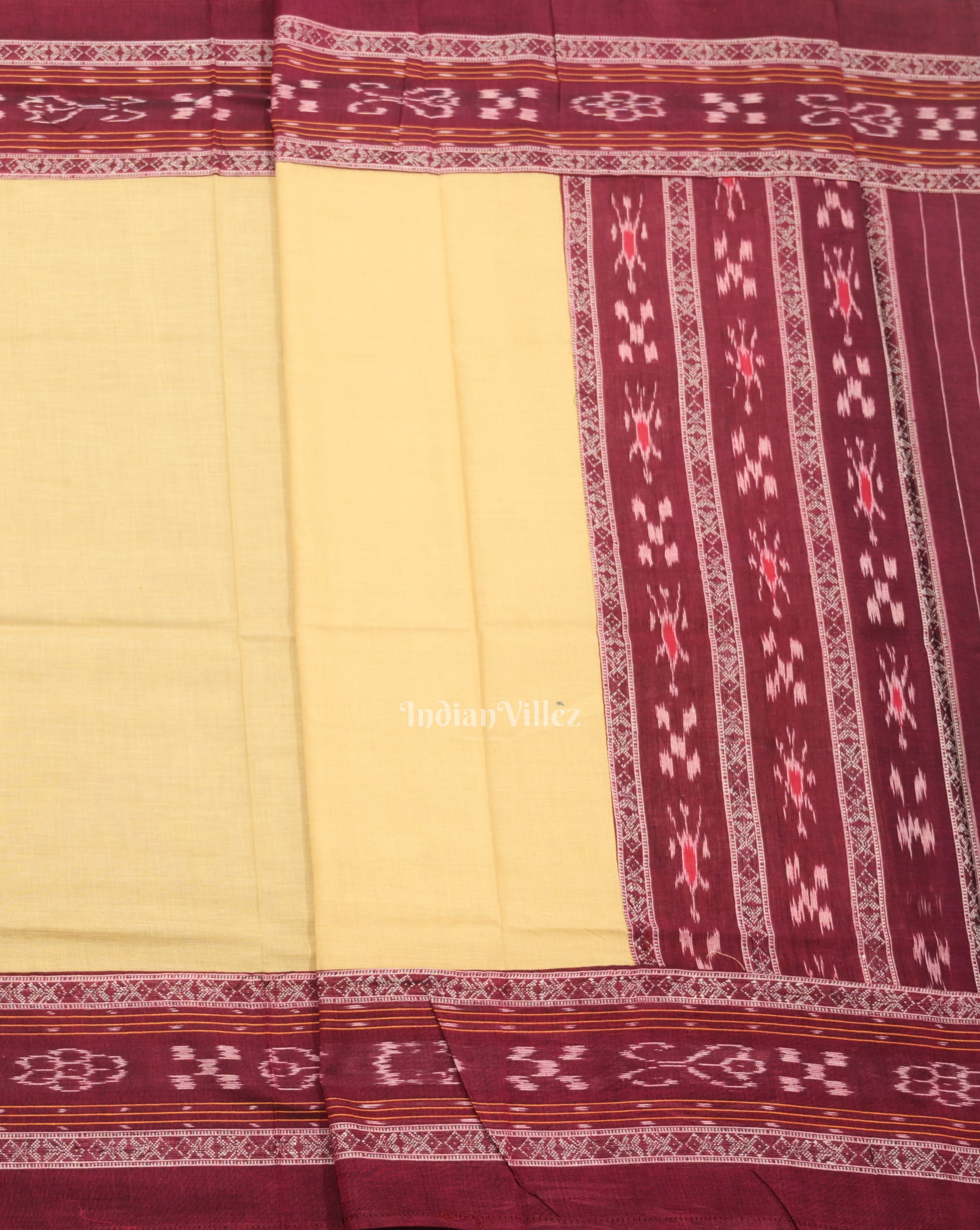 IndianVillèz Maroon Cream Pasapali Sambalpuri Cotton Dress set with Dupatta - view 5