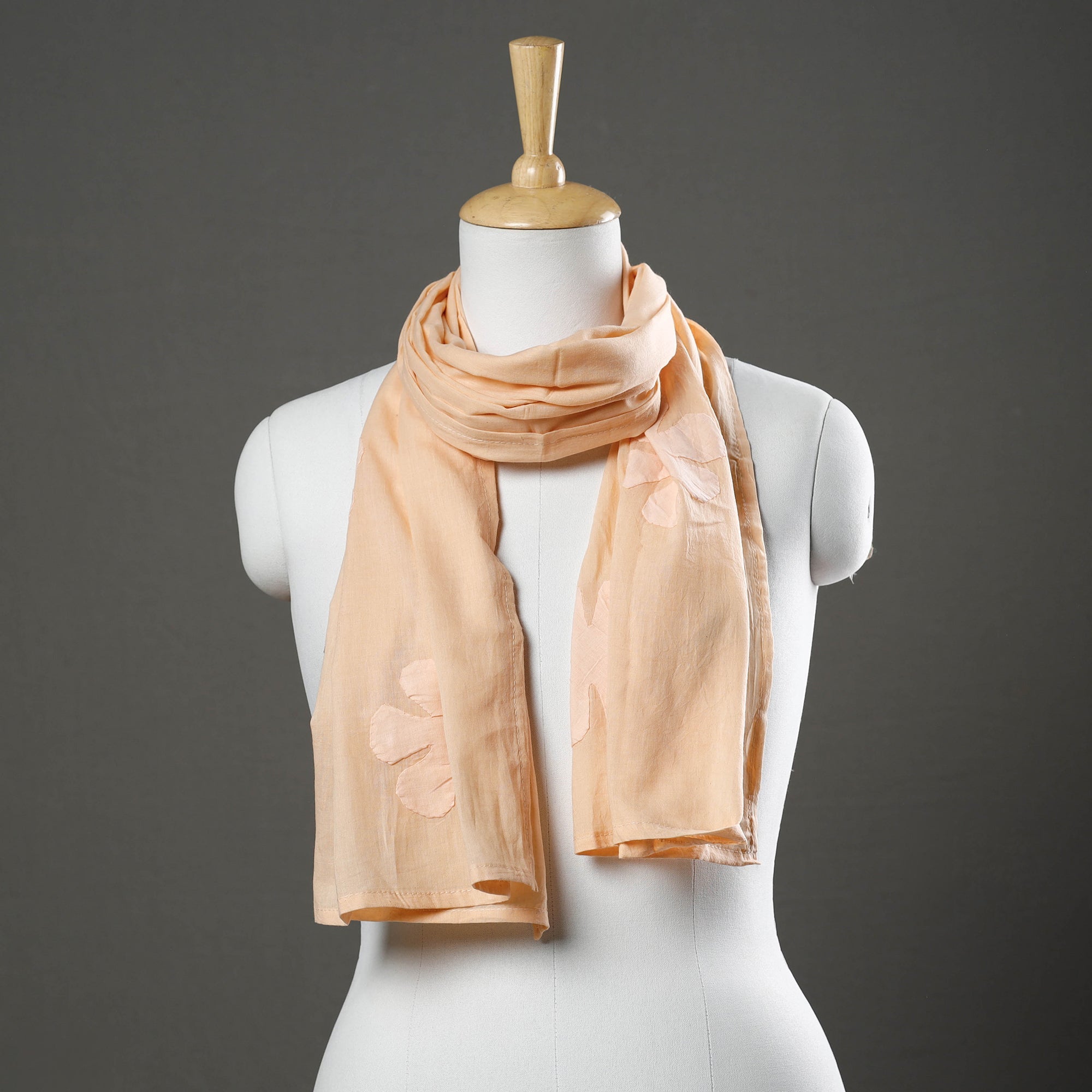 SHADES OF MARUDHARA Beige - Barmer Applique Cutwork Cotton Stole