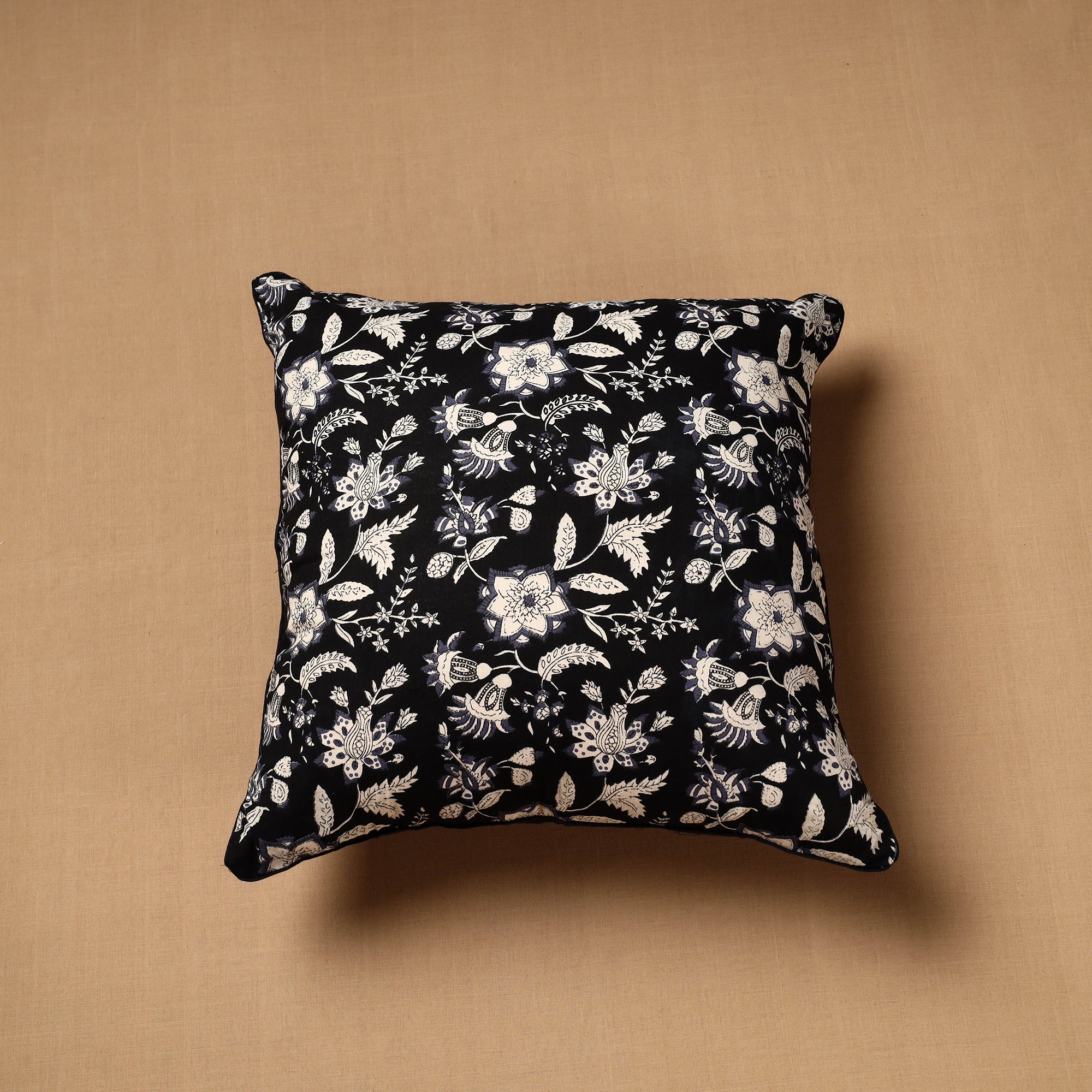 HAVELI CHRONICLES Black - Jaipur Print Cotton Cushion Cover (16 x 16 in) 89