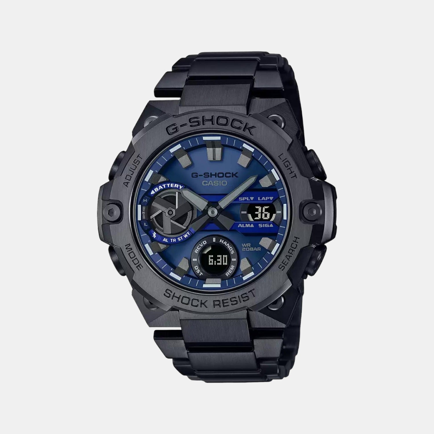 Casio G-Shock Men Quartz Blue Dial Analog-Digital Stainless Steel Watch G1122