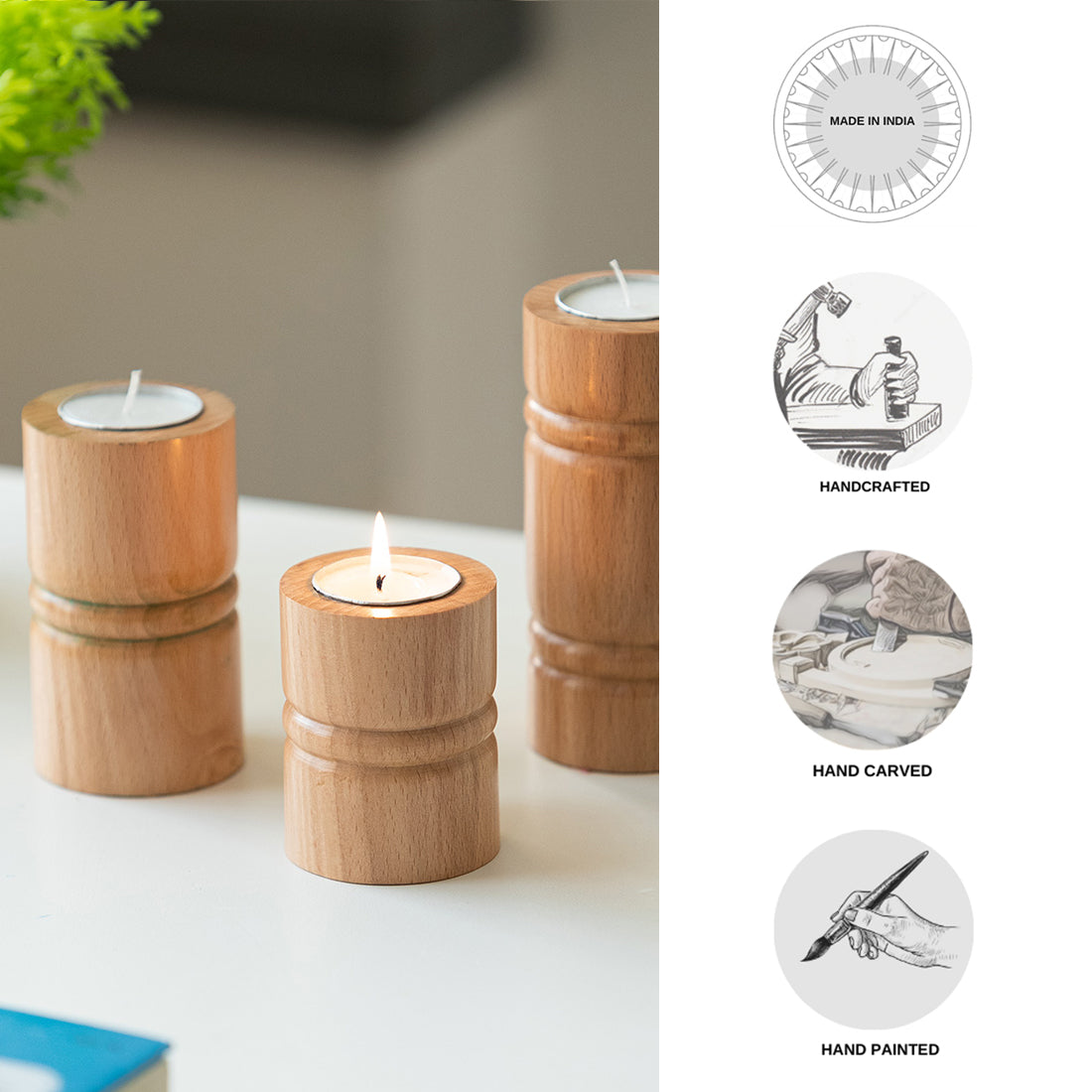 EXCLUSIVELANE 'Jugnu Stambh' Tea Light Holder (Set of 3) - view 4