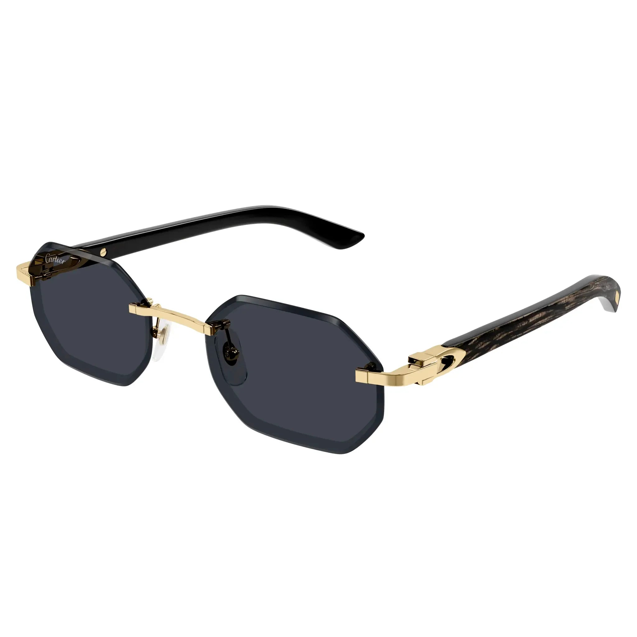 Cartier Eyewear CT0439S-001 Gold Grey Rimless Sunglasses - view 2
