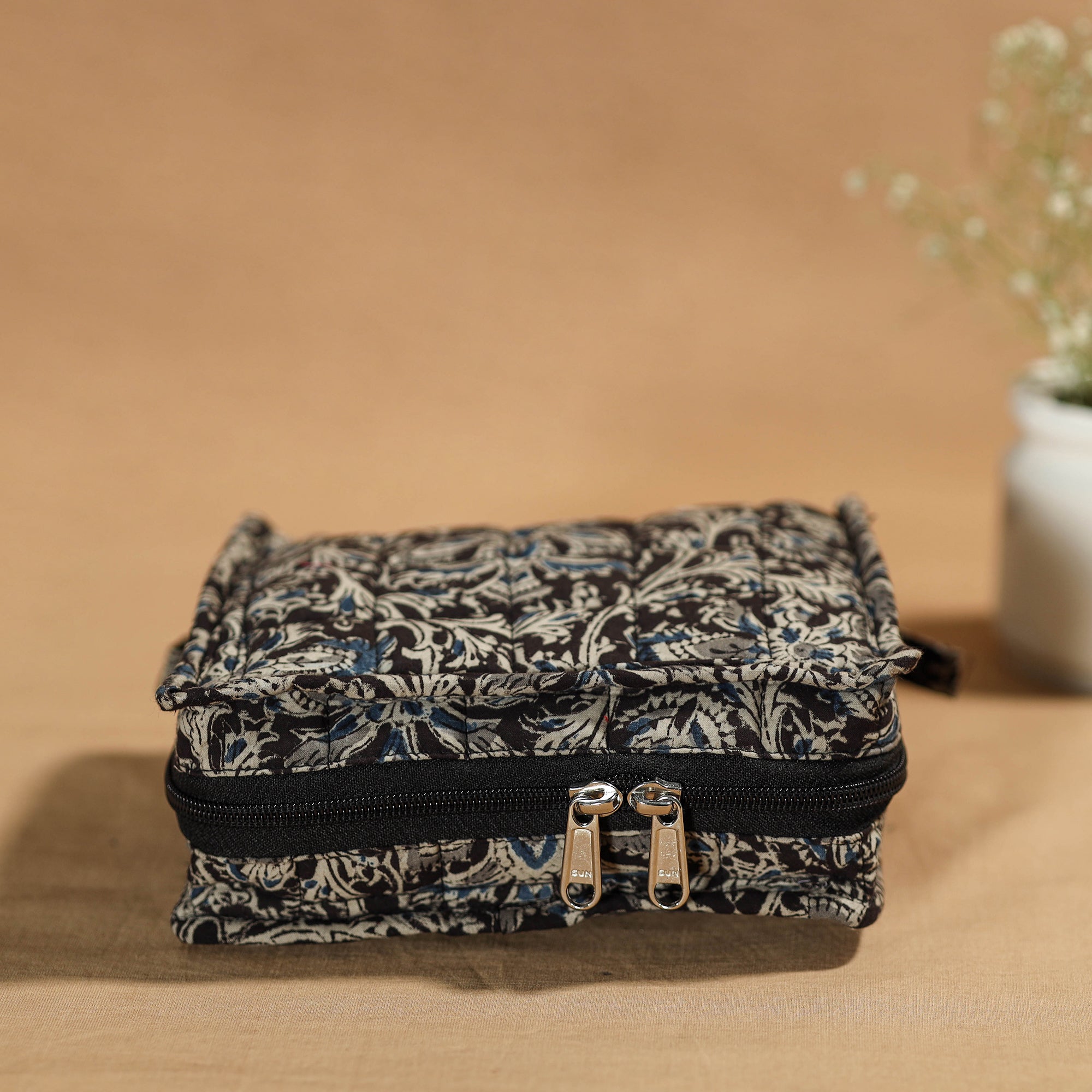 NOORI BAZAR Black - Handmade 4 Pockets Cotton Jewelry Bag 05