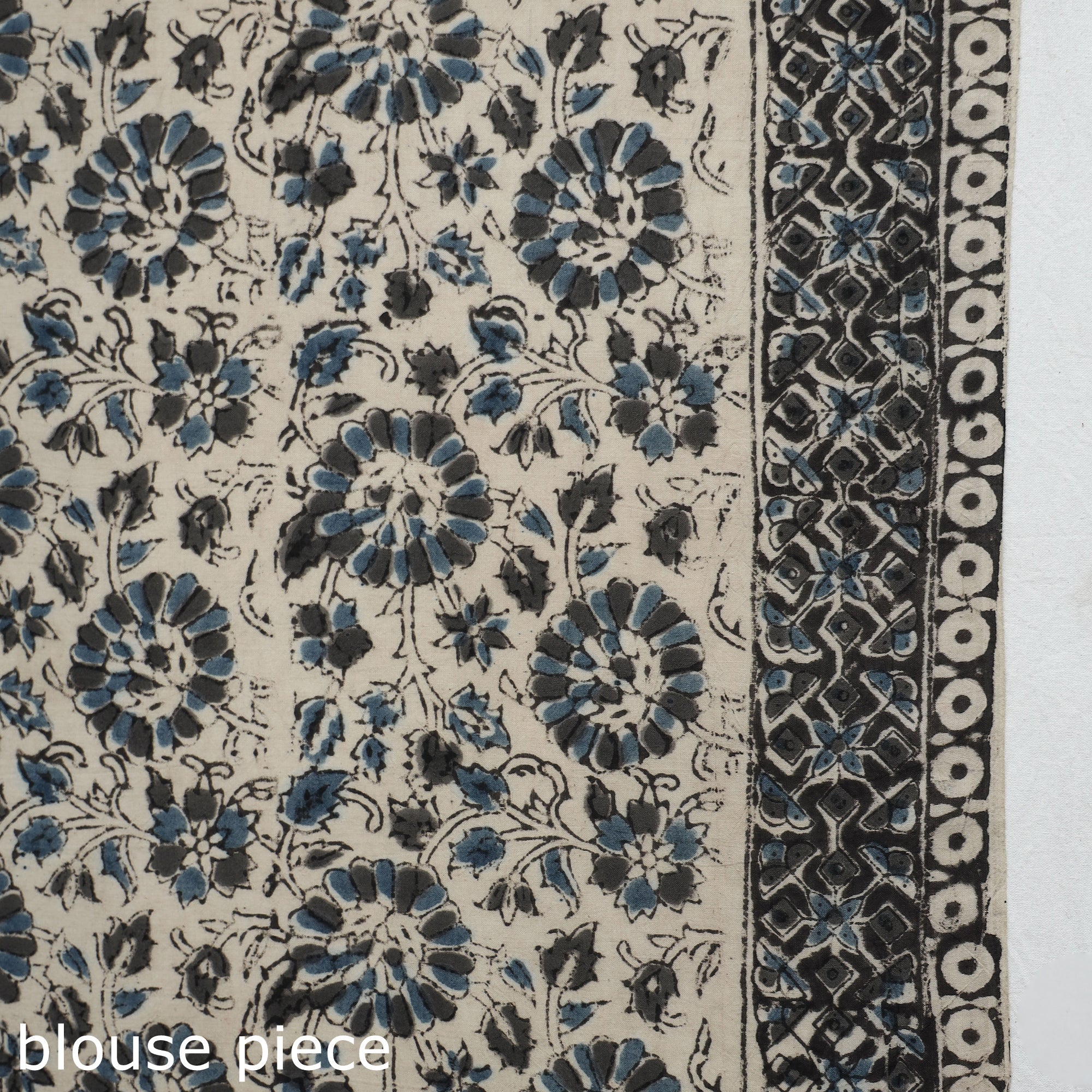 VENKATA BHANU KALAMKARI PEDANA Black - Pedana Block Print Cotton Kalamkari Saree - view 7