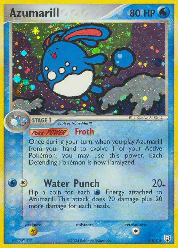 Rare holo ex7-1 – Pokémon Azumarill - 1/109 - Rare Holo [ex7-1] [Reverse Holo]