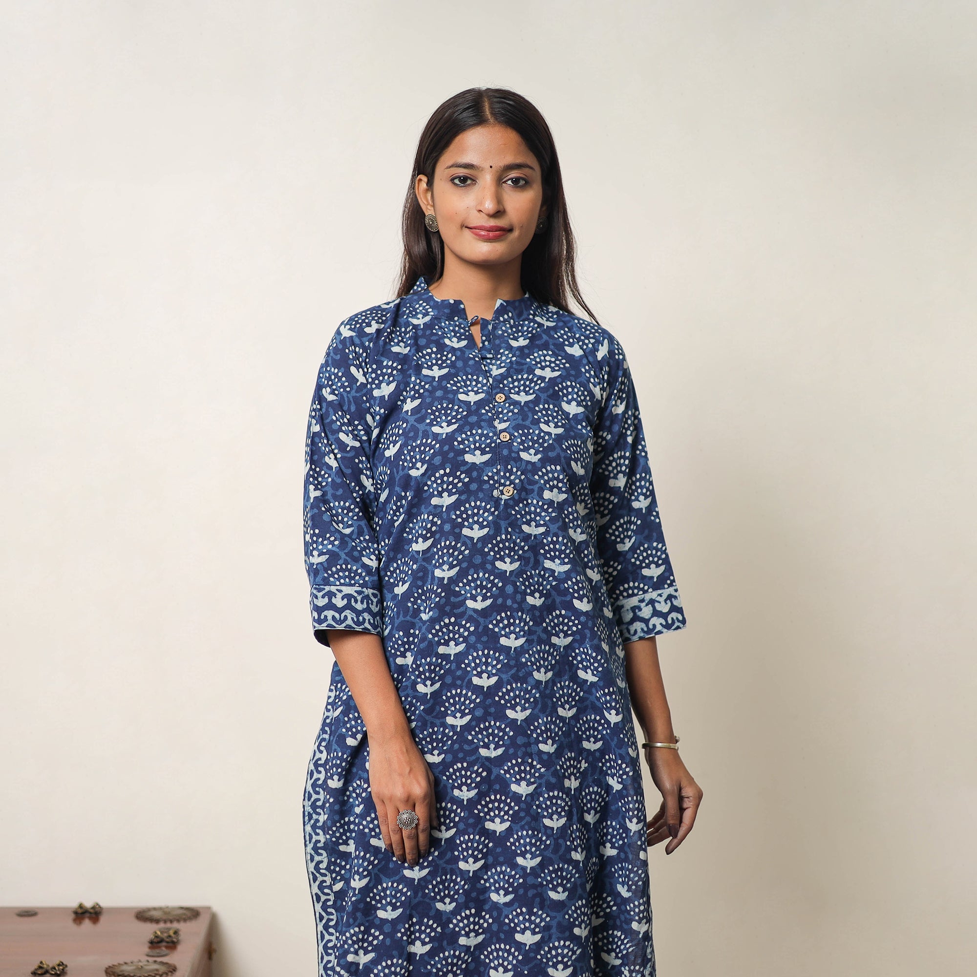 ITOKRI CASUALS Blue - Hand Block Print Indigo Bagru Cotton Suit Set 07 - view 5