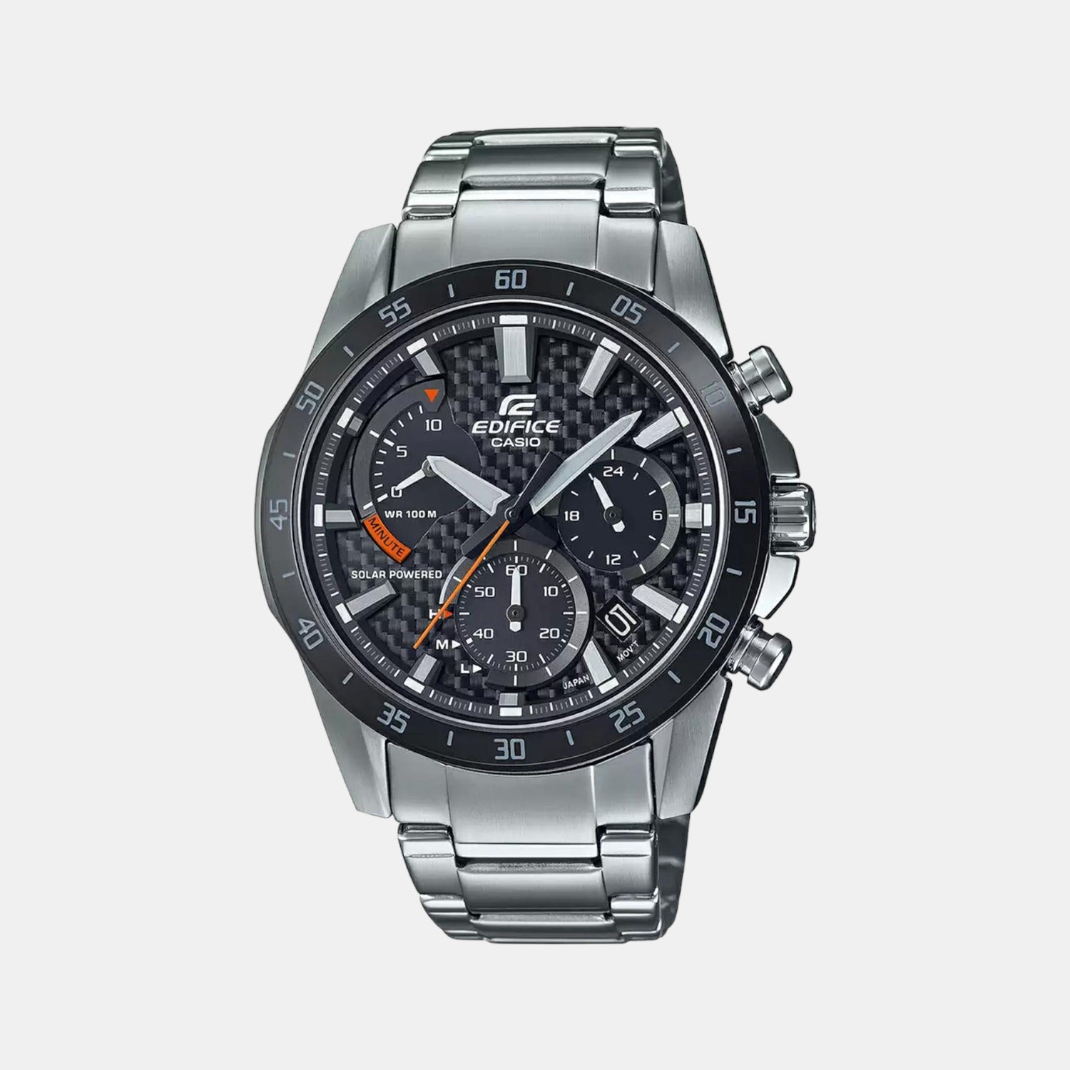 Casio Edifice Men Quartz Black Dial Chronograph Stainless Steel Watch EX533