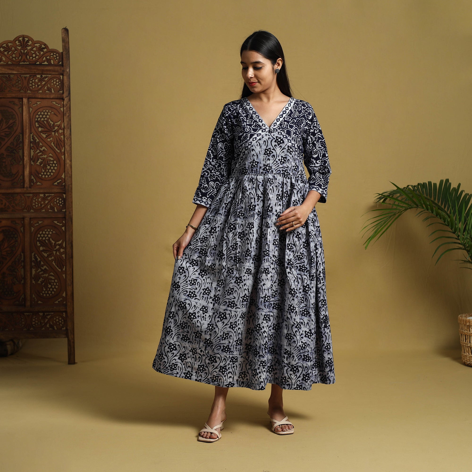 ITOKRI CASUALS Blue - Flared Cotton Batik Print Dress 04 - view 2