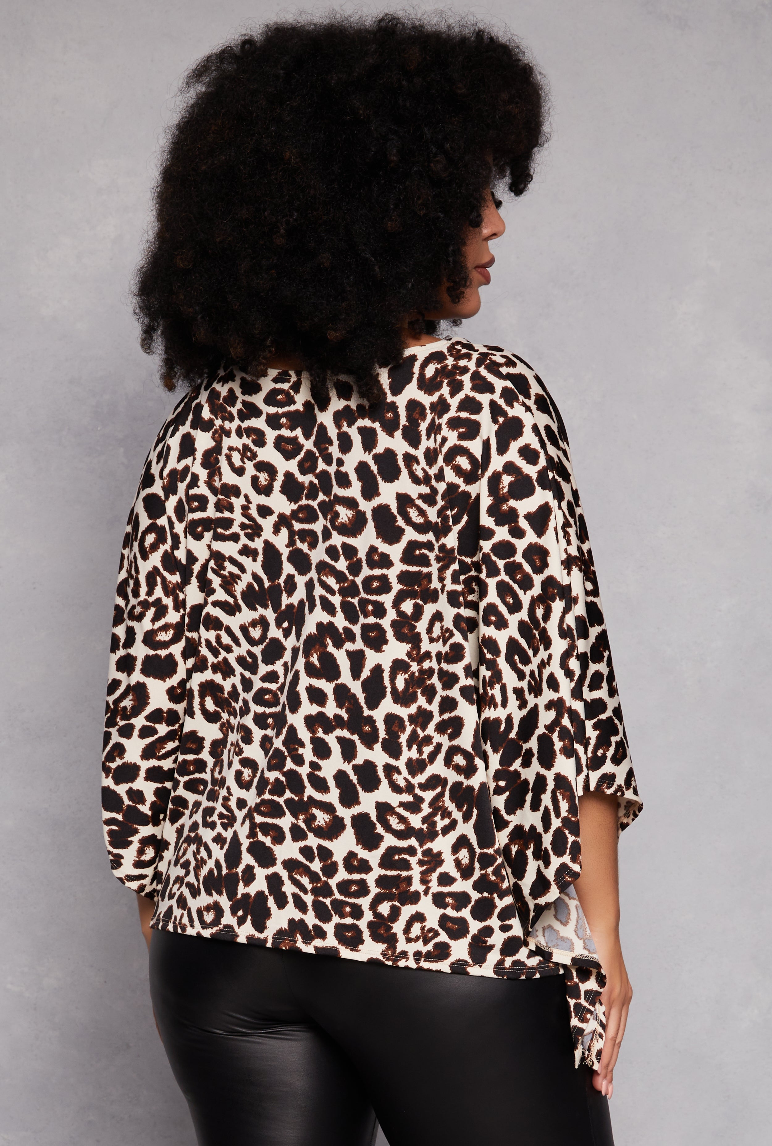 Rainbow Shops Plus Size Animal Print Batwing Sleeve Top - view 3