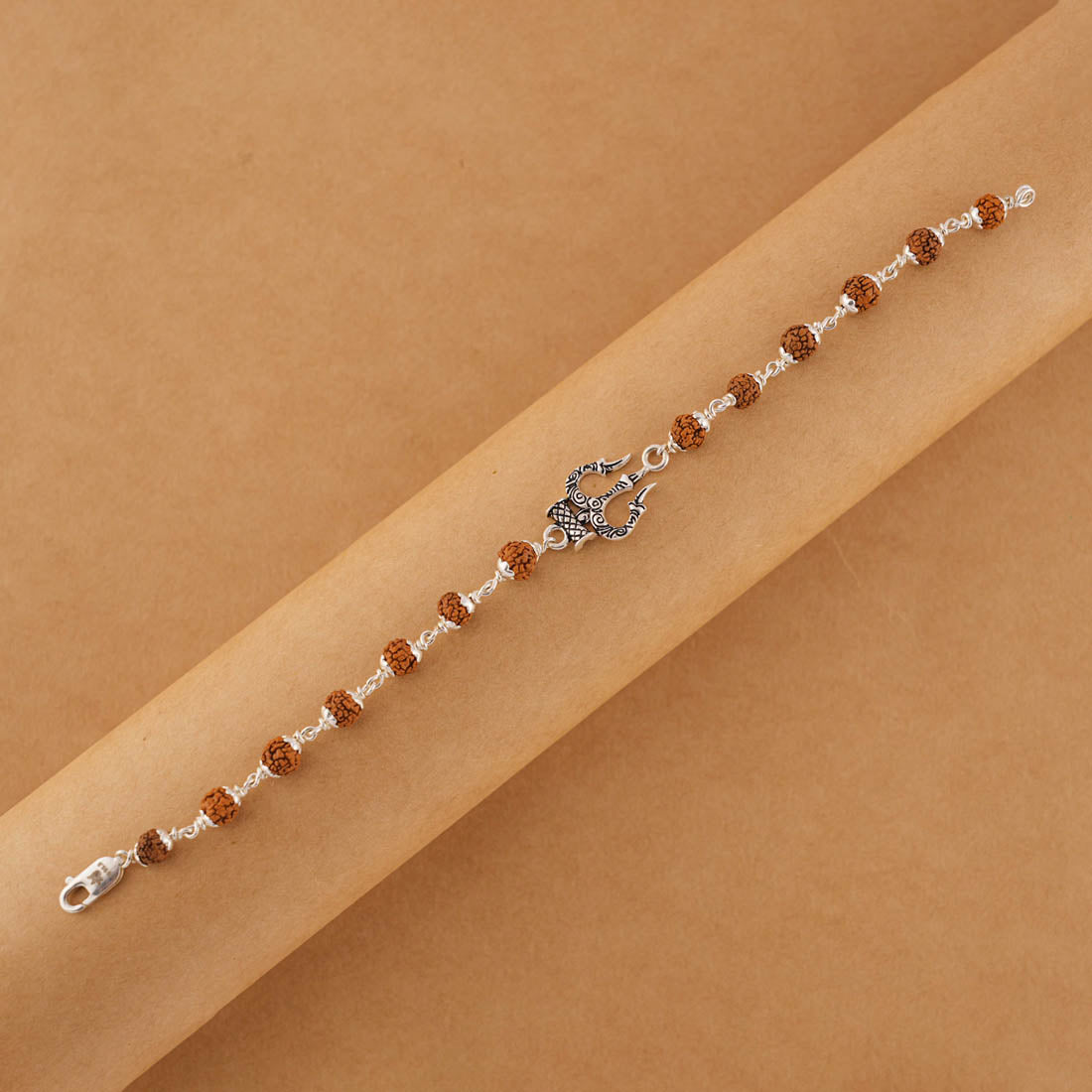 Prinjal Jewellers Rudraksha Silver Trishul Bracelet - view 2