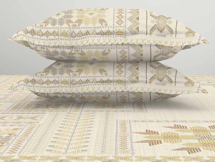 Spaces India Geometric Beige 100% Cotton King Size Bedsheet Rangana Digital - By Spaces - view 6