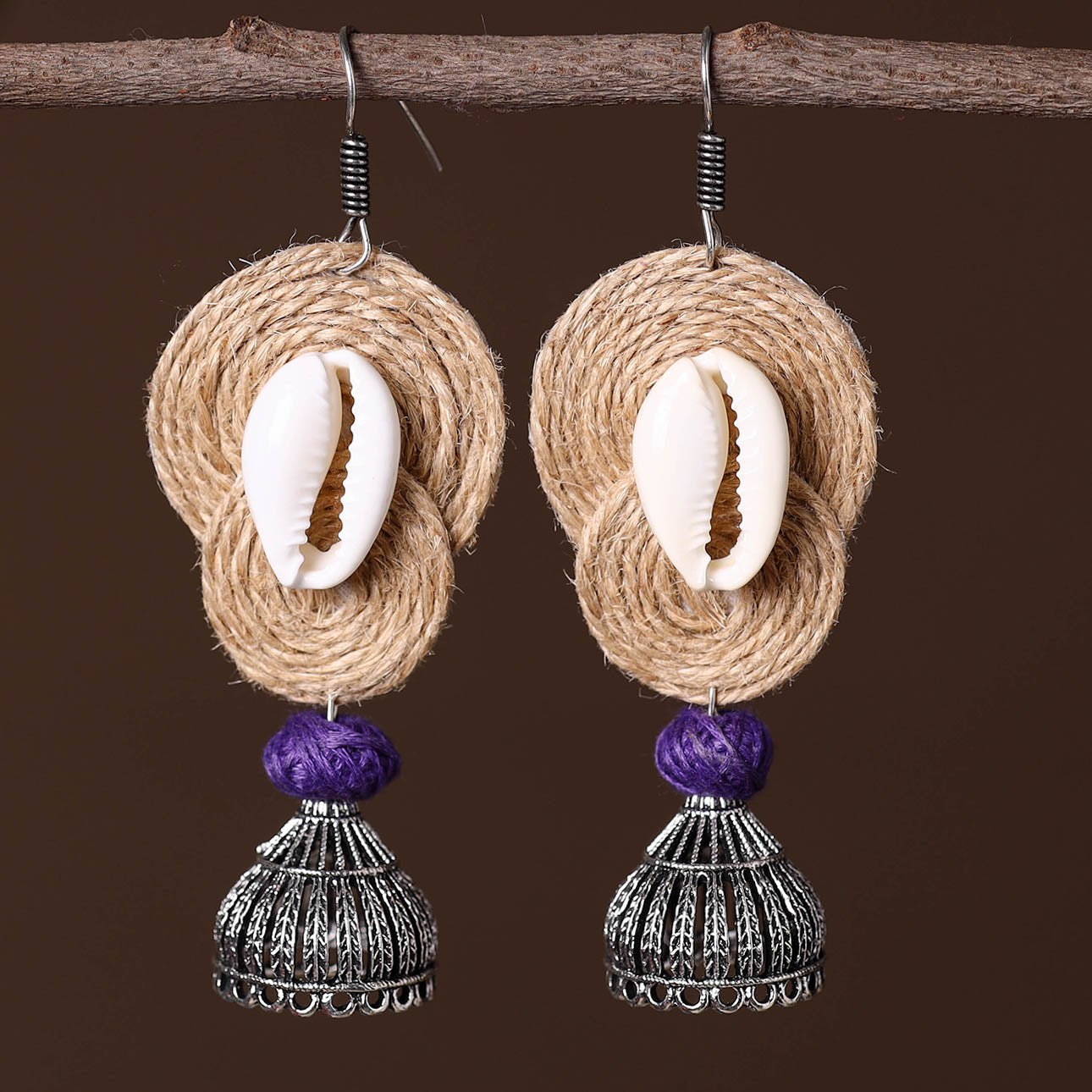 JALPARI Aliya German Silver Jute Jhumki Earrings - view 2