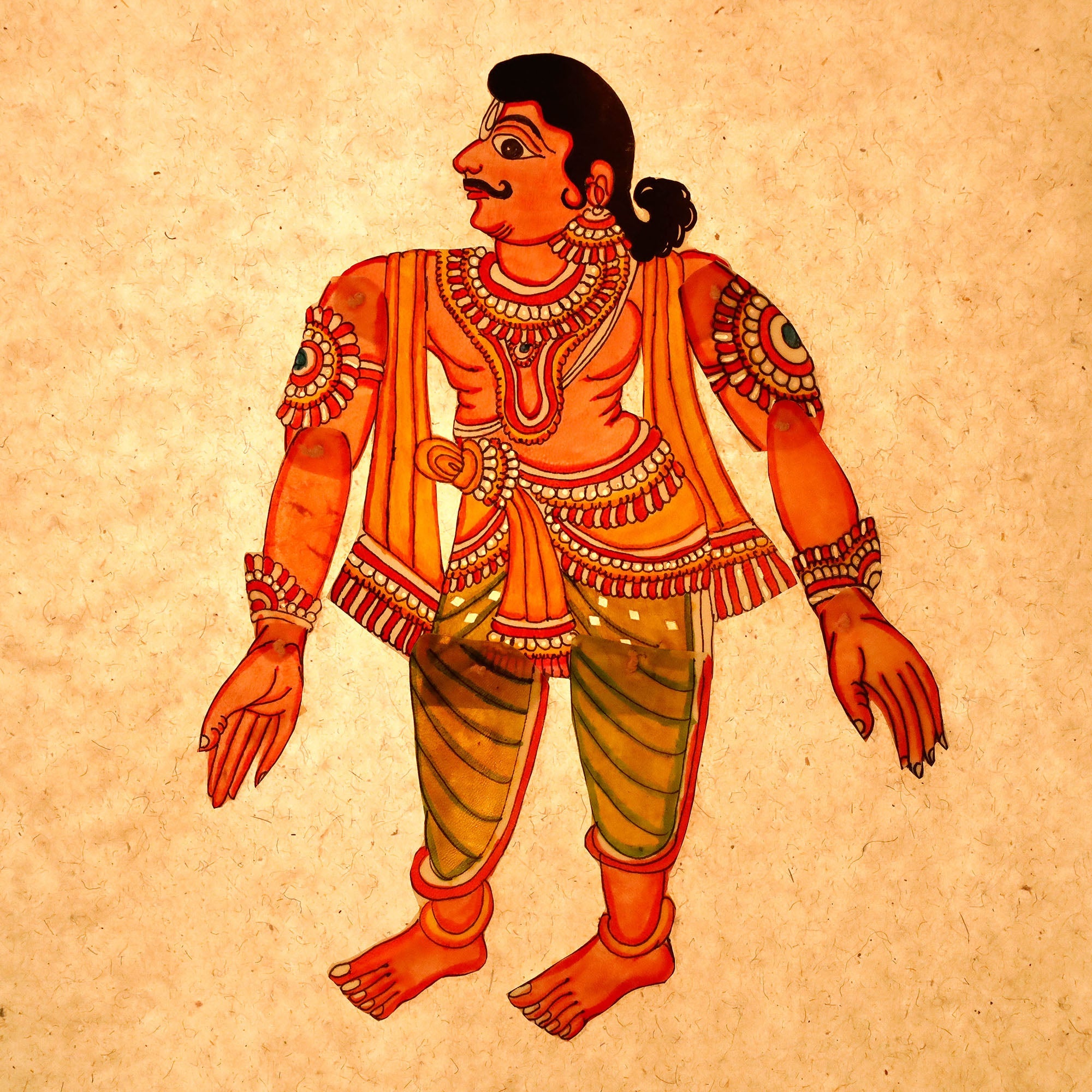 ITOKRI CRAFTS INITIATIVE Bhima - Tholu Bommalata Leather Puppet (16 x 10 in)