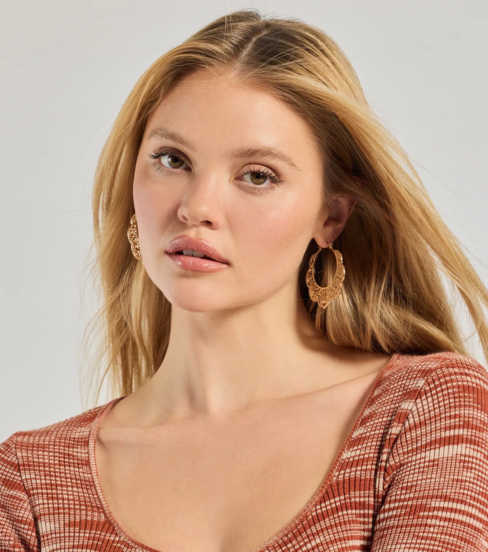Windsor Boho Luxe Filigree Scalloped Hoop Earrings