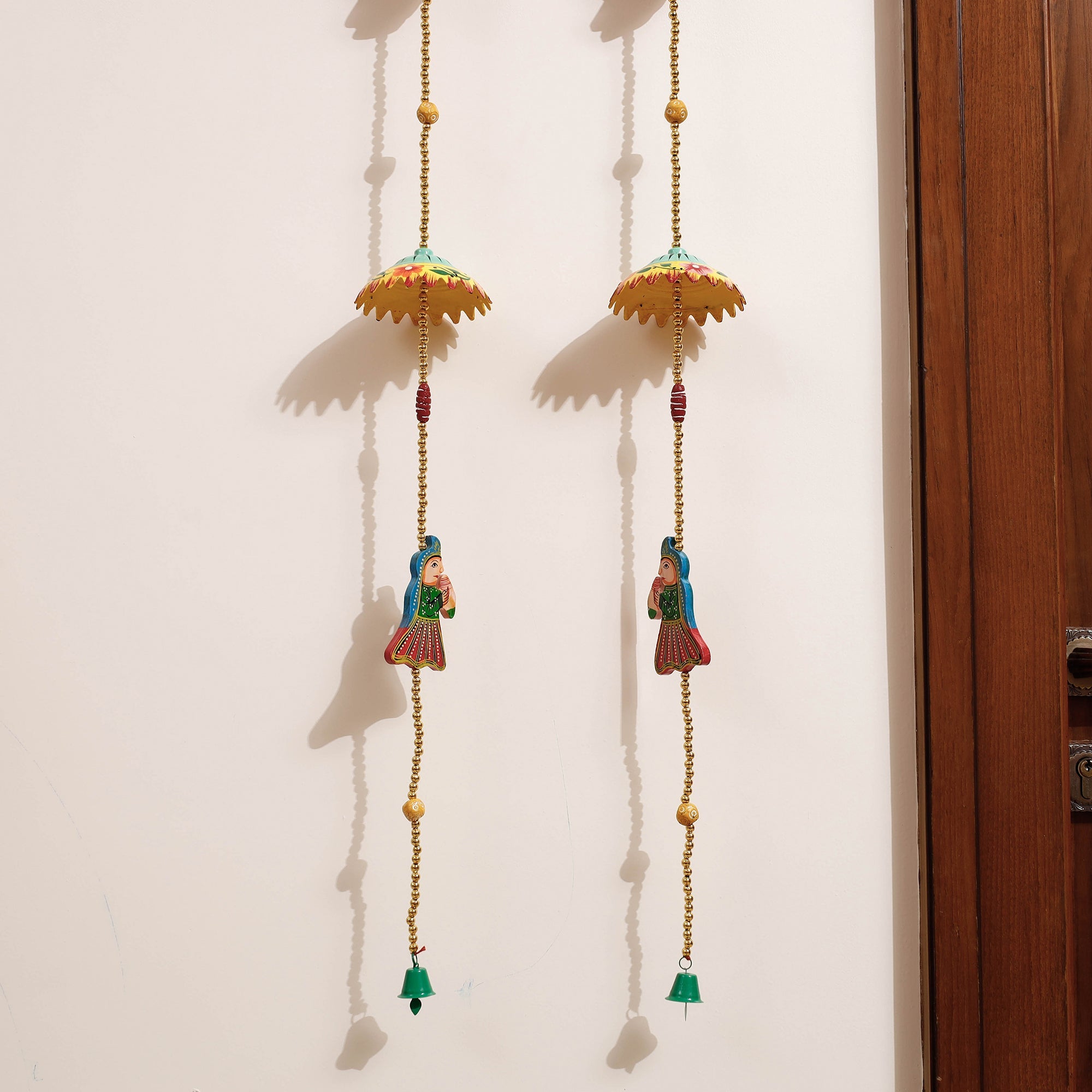 DEVENDRA SINGH Banaras Handpainted Wooden & Beadwork Decorative Hangings (Set of 2) - view 3