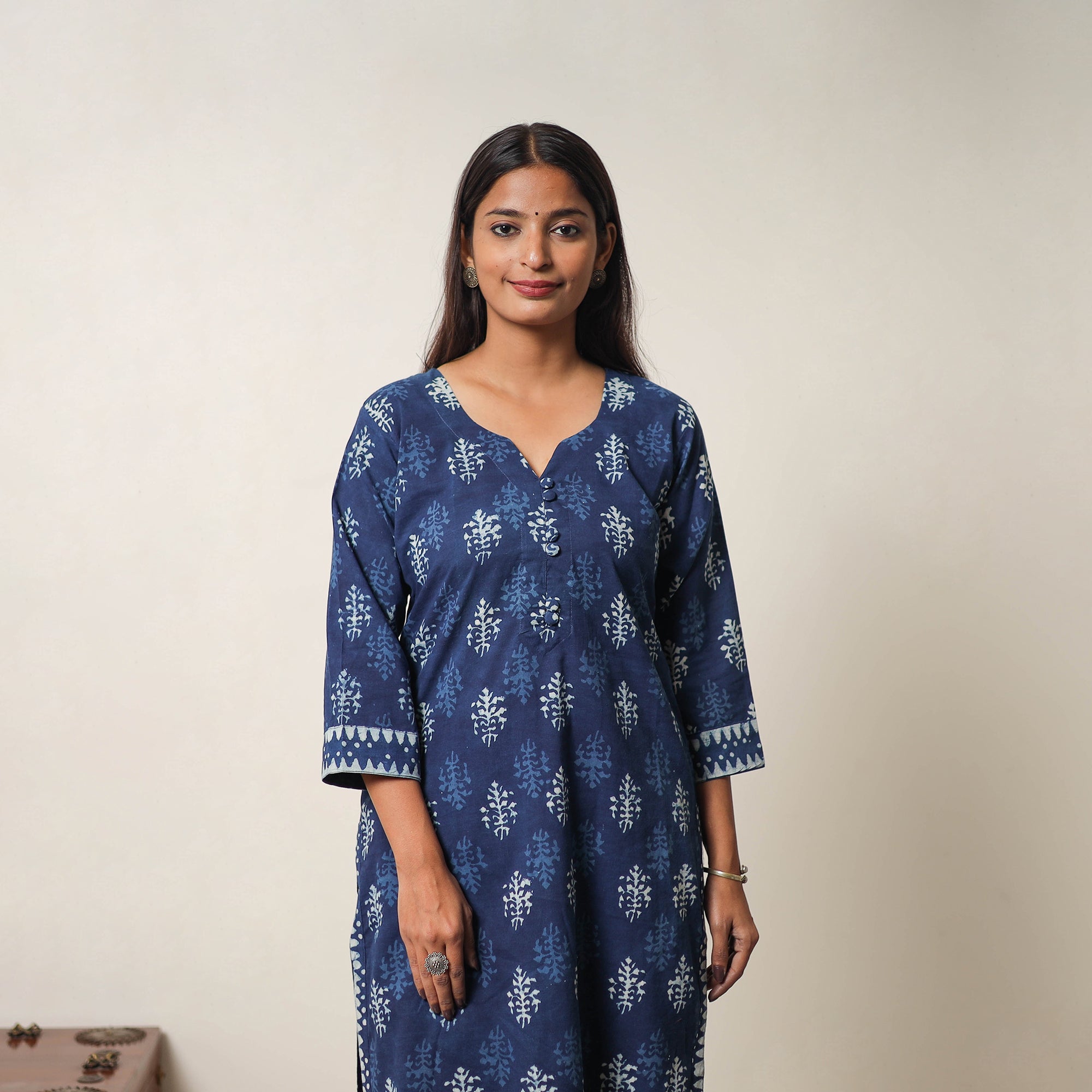 ITOKRI CASUALS Blue - Hand Block Print Indigo Bagru Cotton Suit Set 06 - view 5