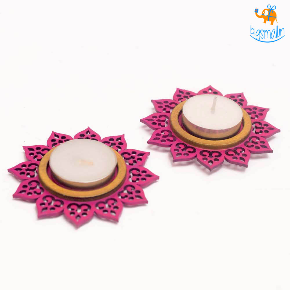 Bigsmall_cc Decorative Wooden Tea Light Holder - Set of 2 - view 30