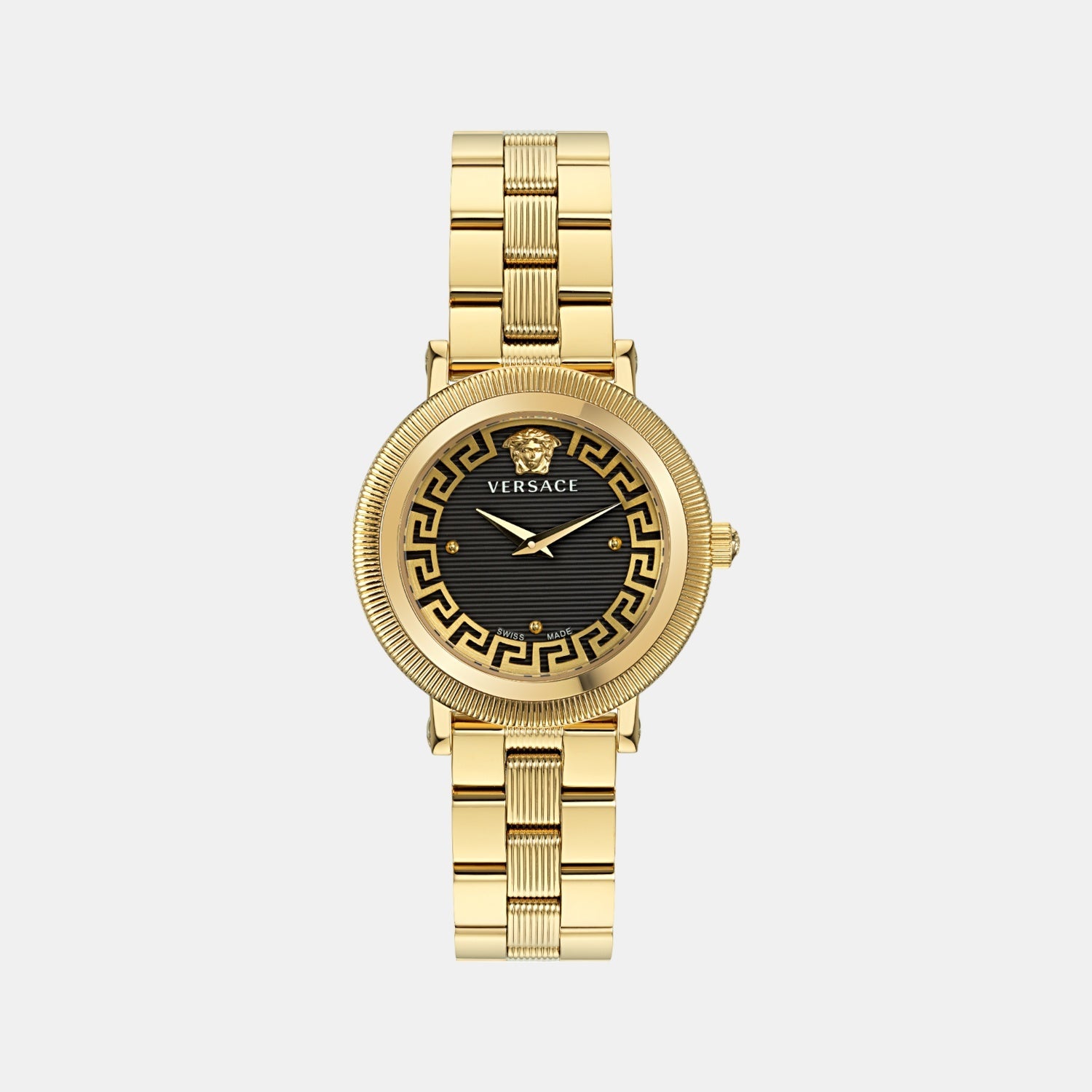 Versace Greca Flourish Women Quartz Black Dial Analog Stainless Steel Watch VE7F00623