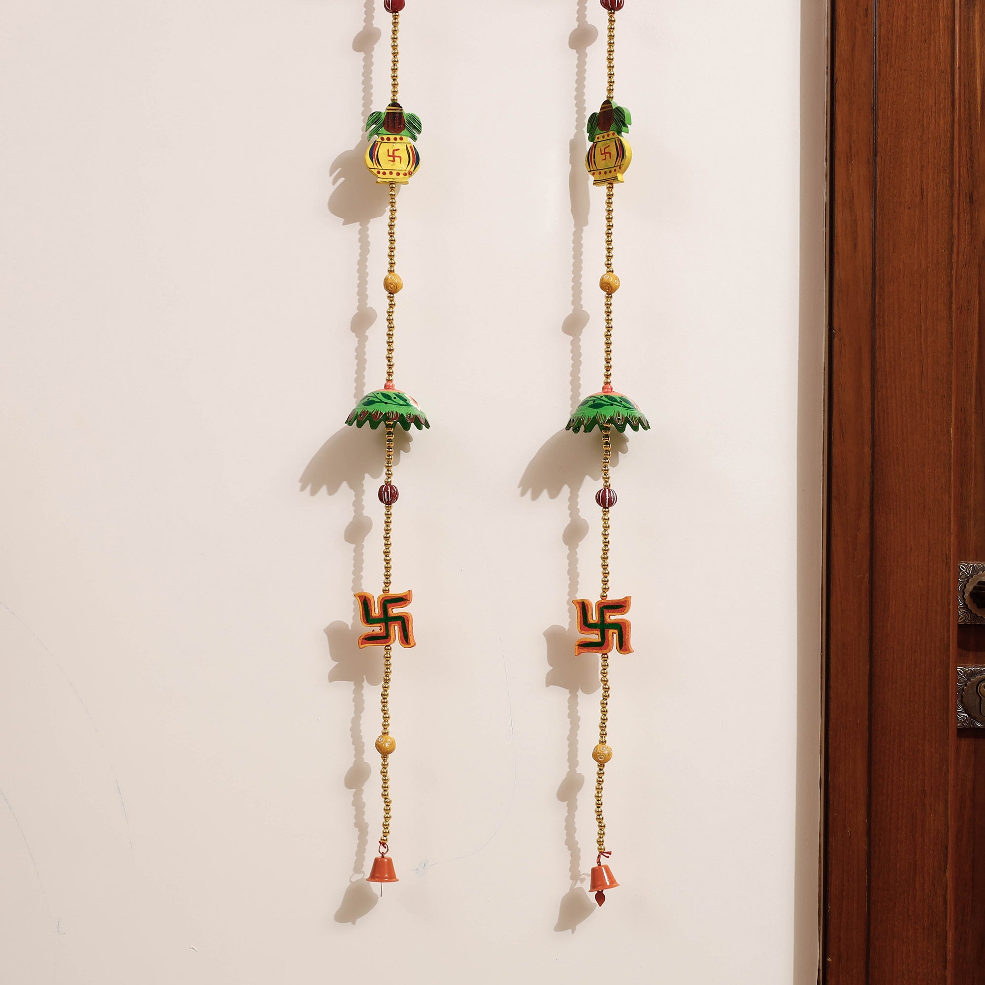DEVENDRA SINGH Banaras Handpainted Wooden & Beadwork Decorative Hangings (Set of 2) - view 2