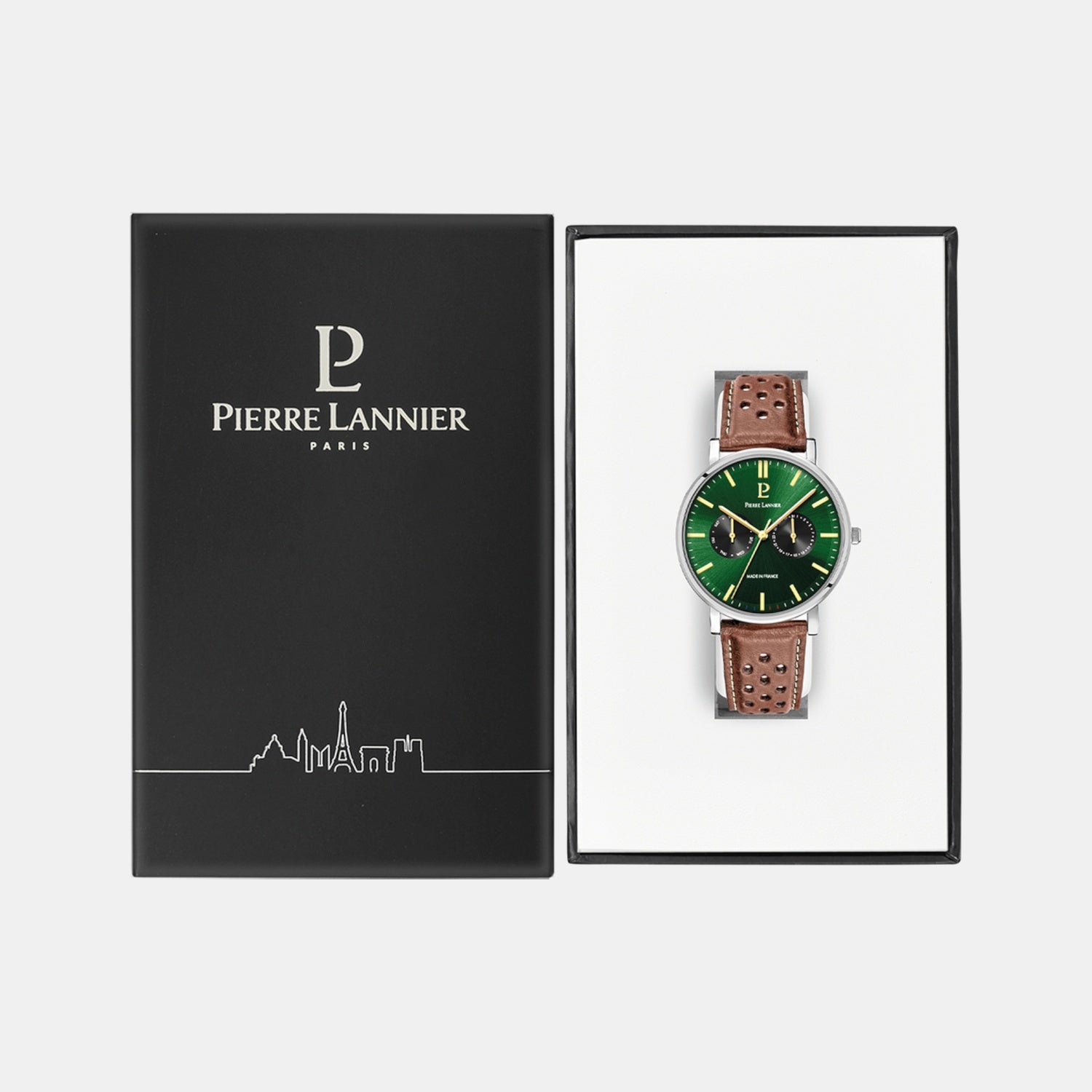 Pierre Lannier Essential Men Quartz Green Dial Analog Leather Watch 206J174 - view 6