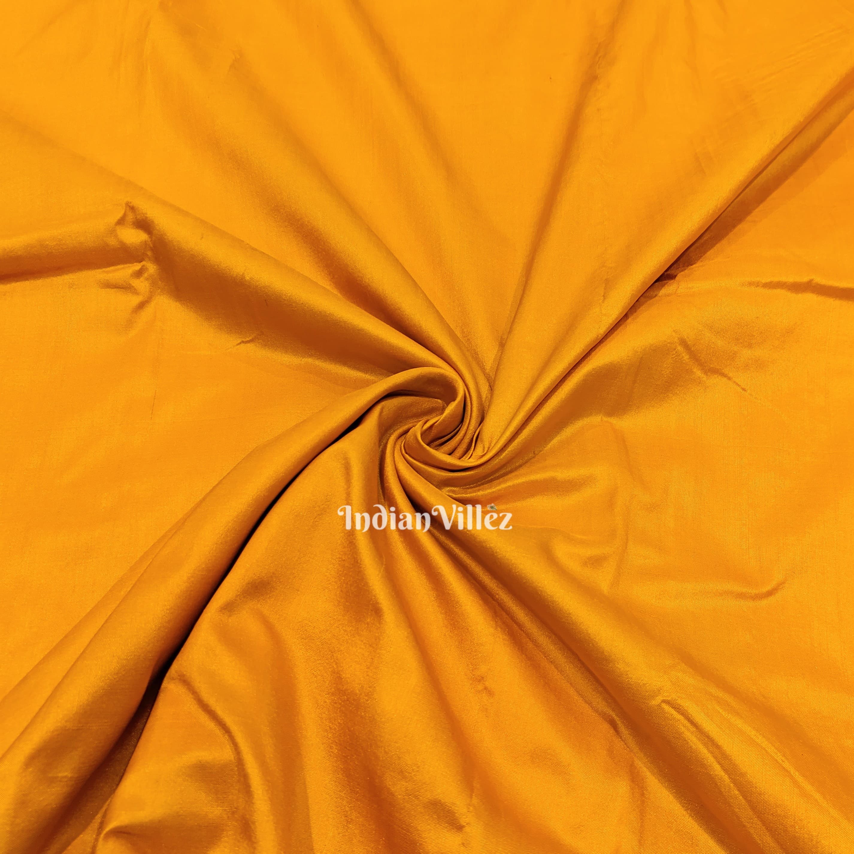 IndianVillèz Yellow Color Odisha Ikat Pure Plain Silk Fabric