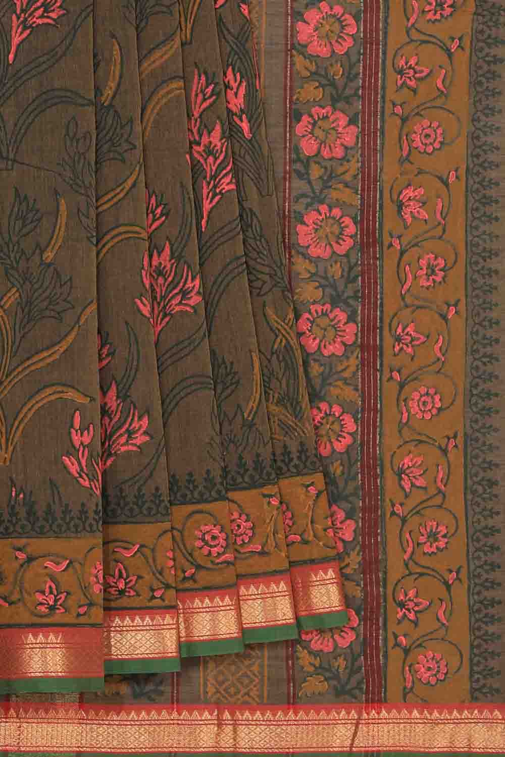 Kalanjali Ethnics Hand block printed cotton saree - view 2