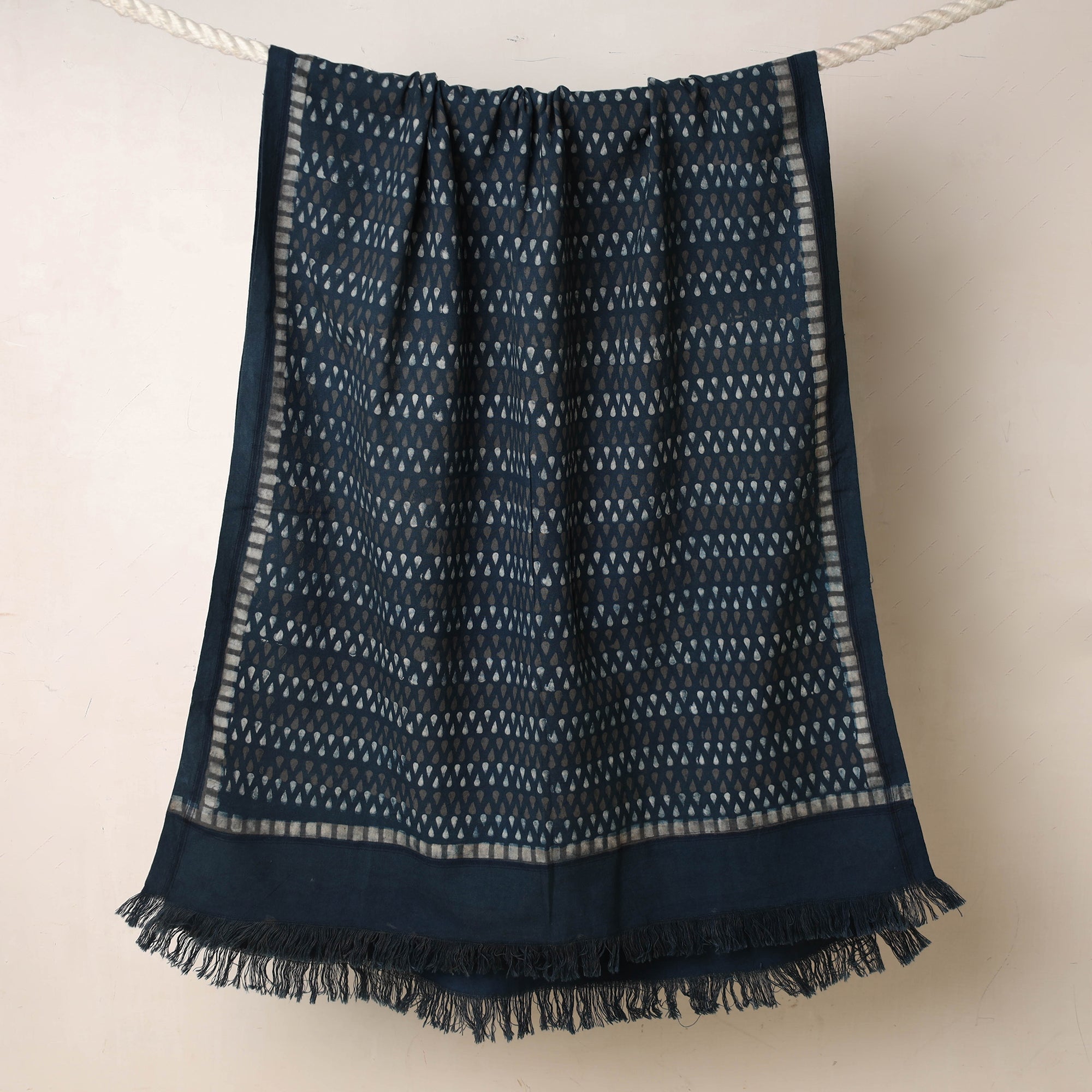 ITOKRI CRAFTS INITIATIVE Blue - Akola Block Printed Pure Handloom Cotton Towel - view 2