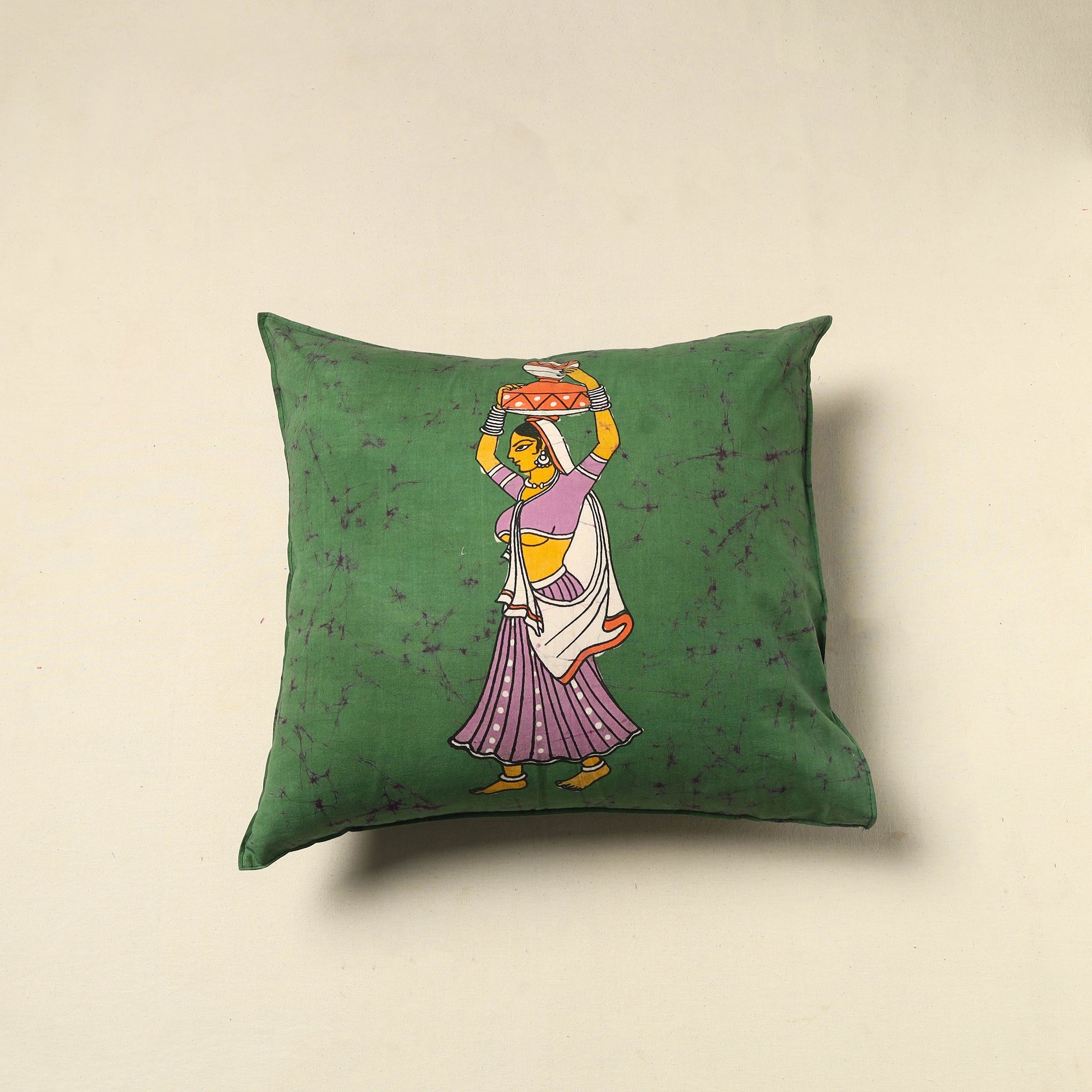 KACHCHH JI CHHAAP Pure Cotton Hand Batik Cushion Cover (18 x 18 in) 82