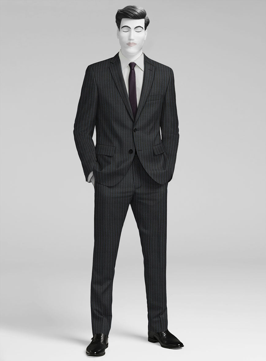 StudioSuits Napolean Abelino Stripe Black Wool Suit