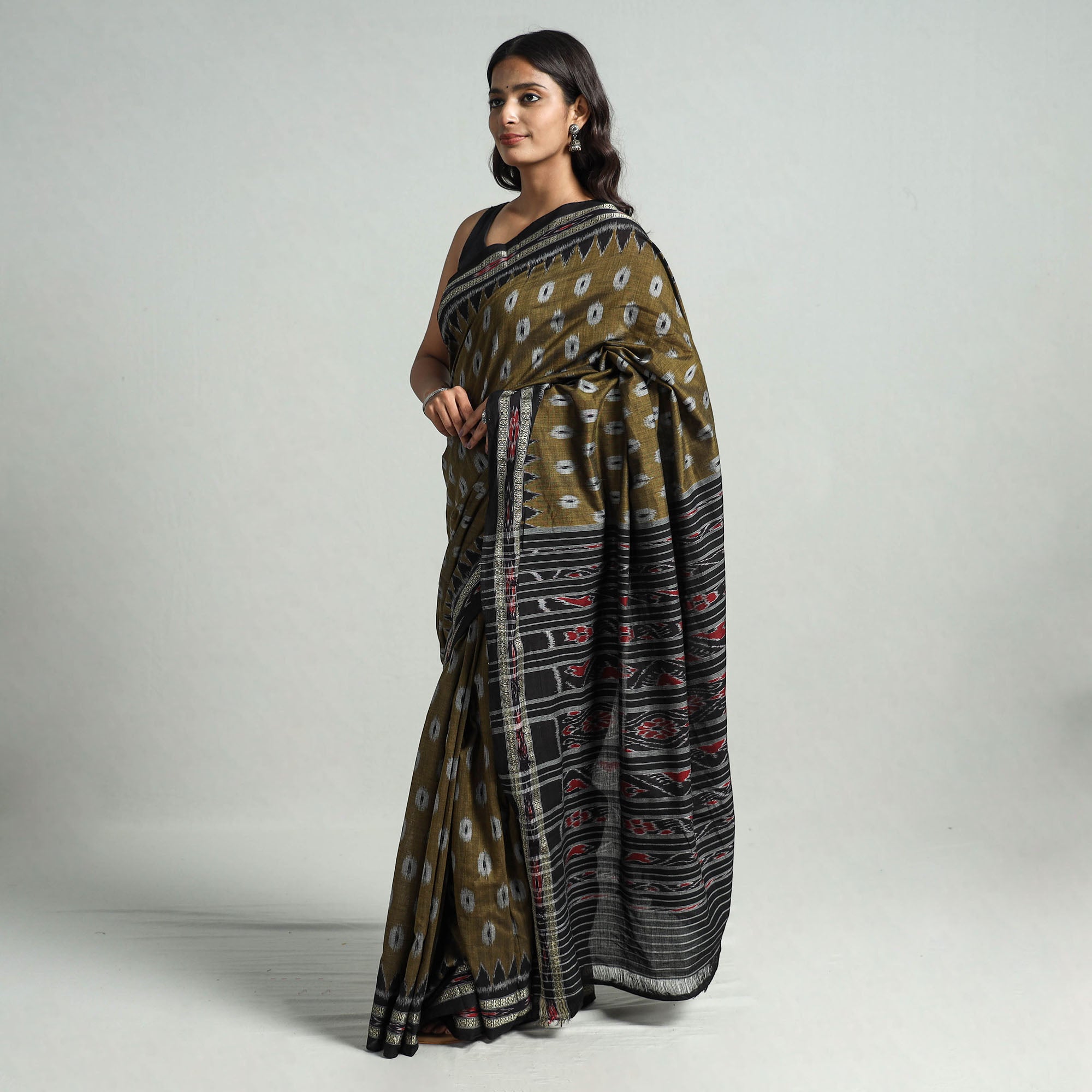 ASHOKA ASSEMBLE - CELEBRATING CRAFTS OF ODISHA Brown - Khandua Ikat Weave Handloom Cotton Saree 24 - view 2