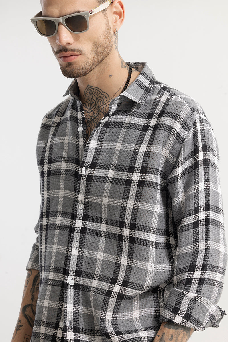 SNITCH Gridline Grey Checks Shirt - view 4