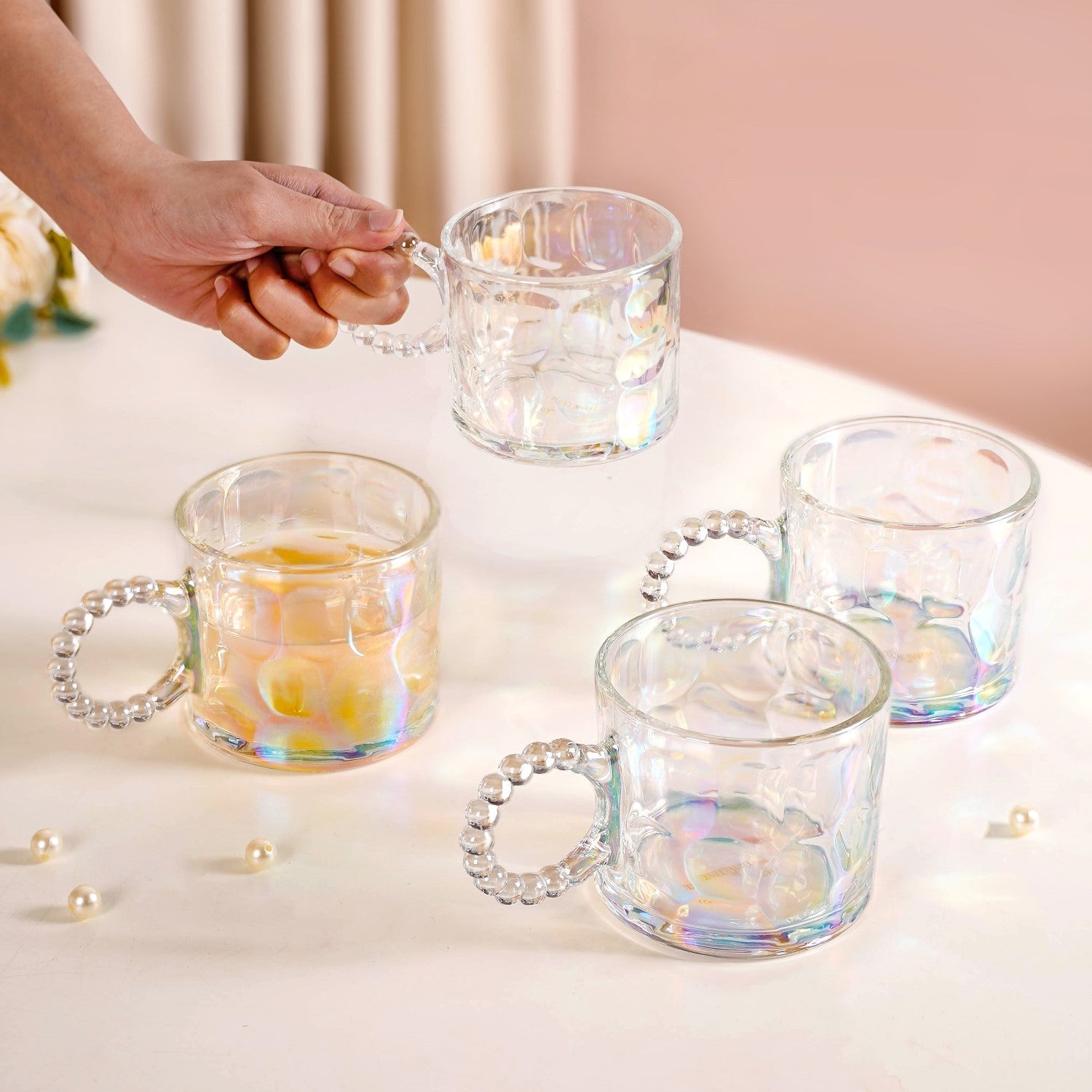 Nestasia Set Of 4 Iridescent Glass Tea Cups 325ml - view 2