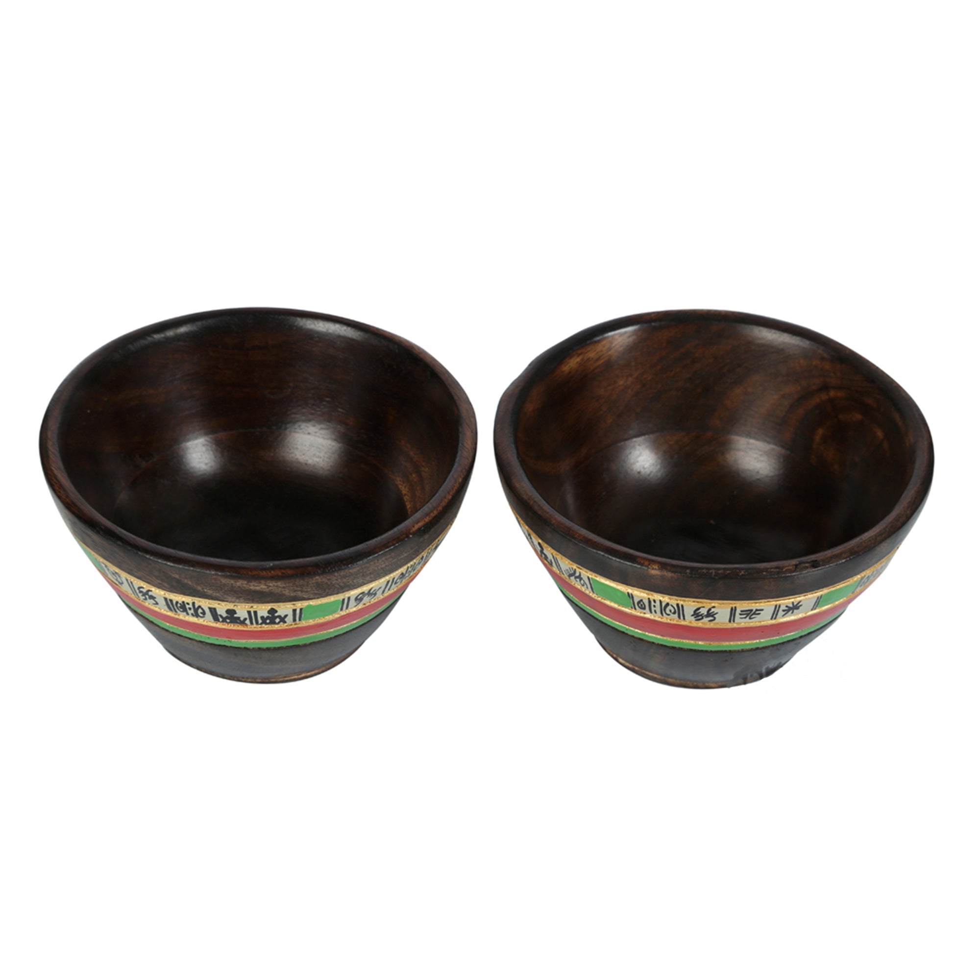 ART CREATIONS BY SUMAN SONTHALIA Brown - Bowls & Tray in Wood Hand-painted, Fish Handles So3 (11x5) - view 3