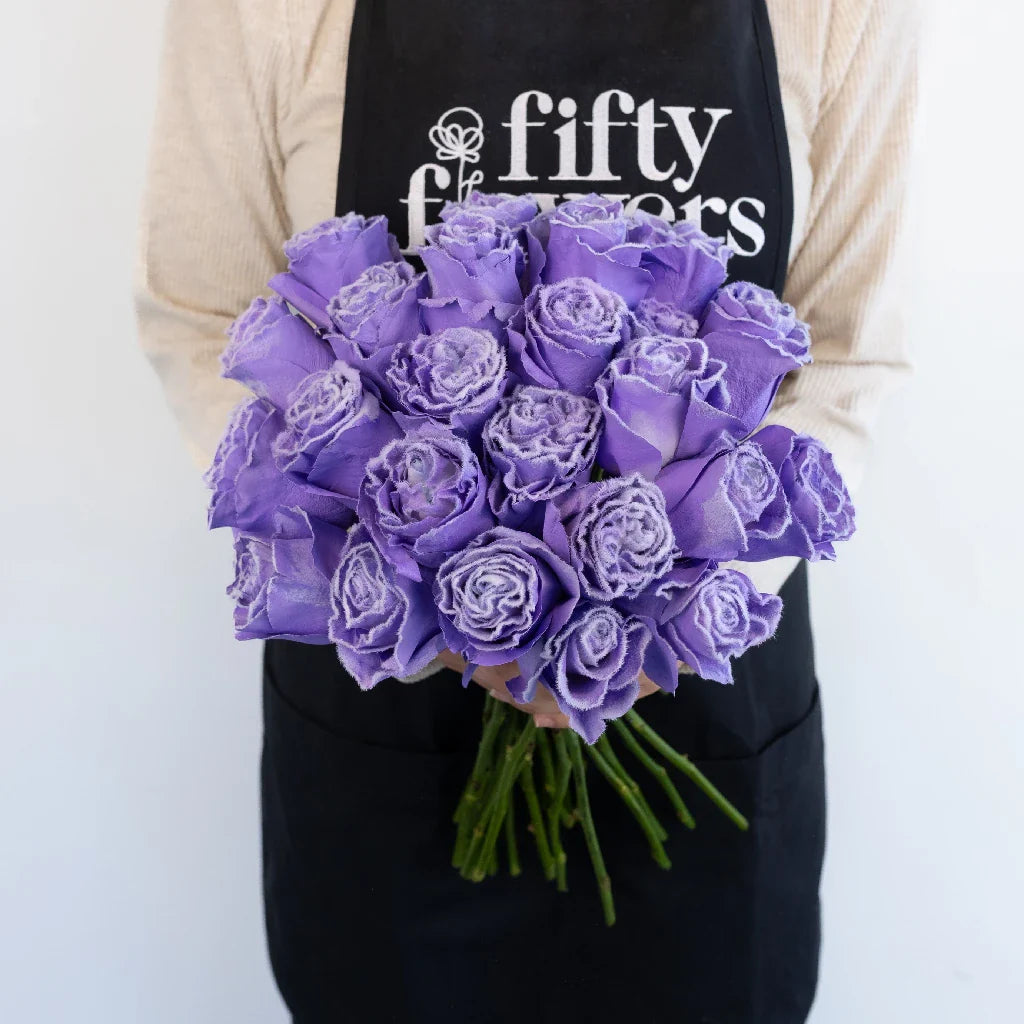 FiftyFlowers Tinted Lavender Fuzzy Roses
