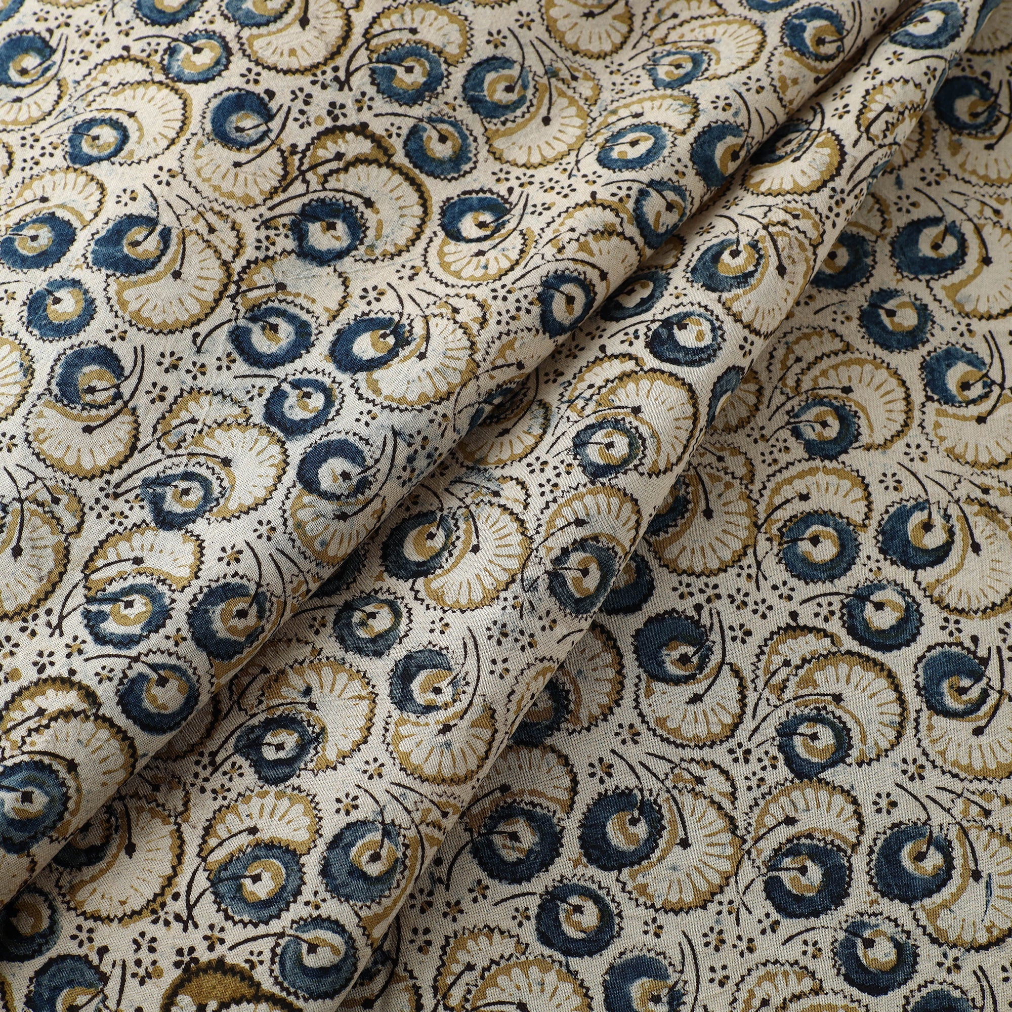 PITCHUKA SRINIVAS KALAMKARI PEDANA Beige - Block Print Cotton Pedana Kalamkari Fabric 20 - view 2